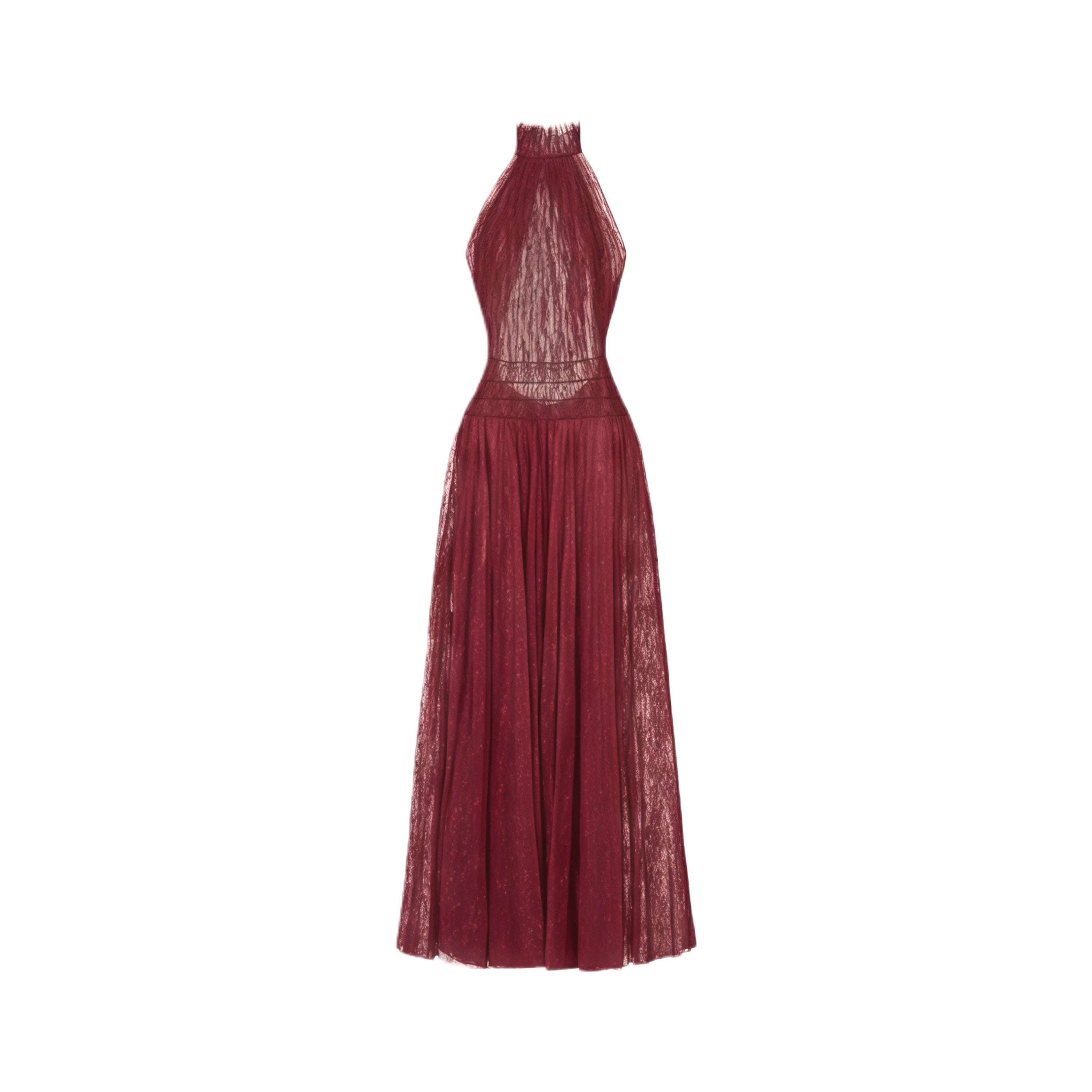 Amandine Red Halterneck Semi-sheer Maxi Dress
