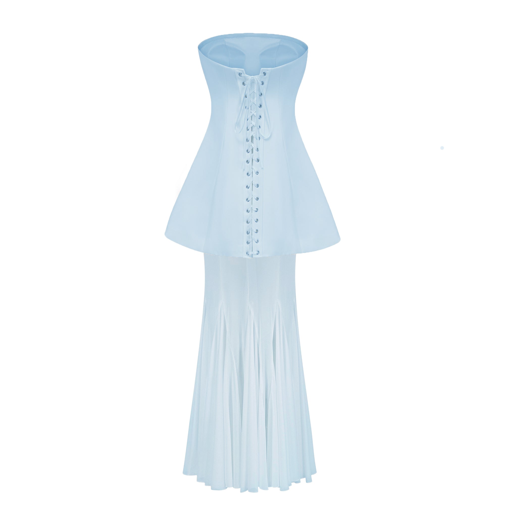 Mélanie Blue Corset Dress & Mesh Skirt Set
