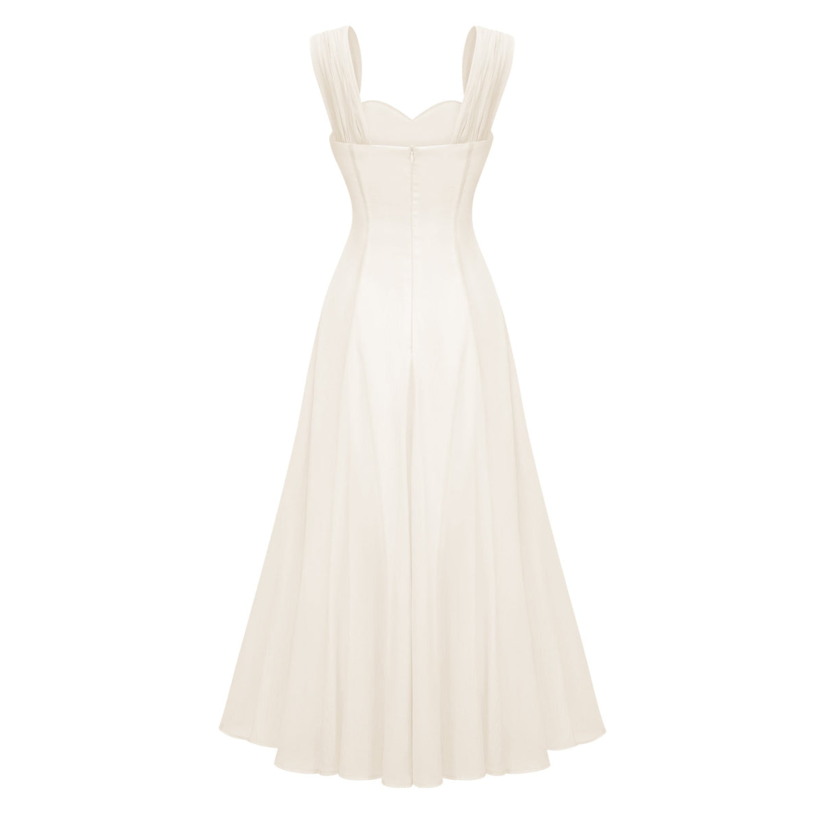 Érasme Cream White Flounced Midi dress (Final Sale-US Only)