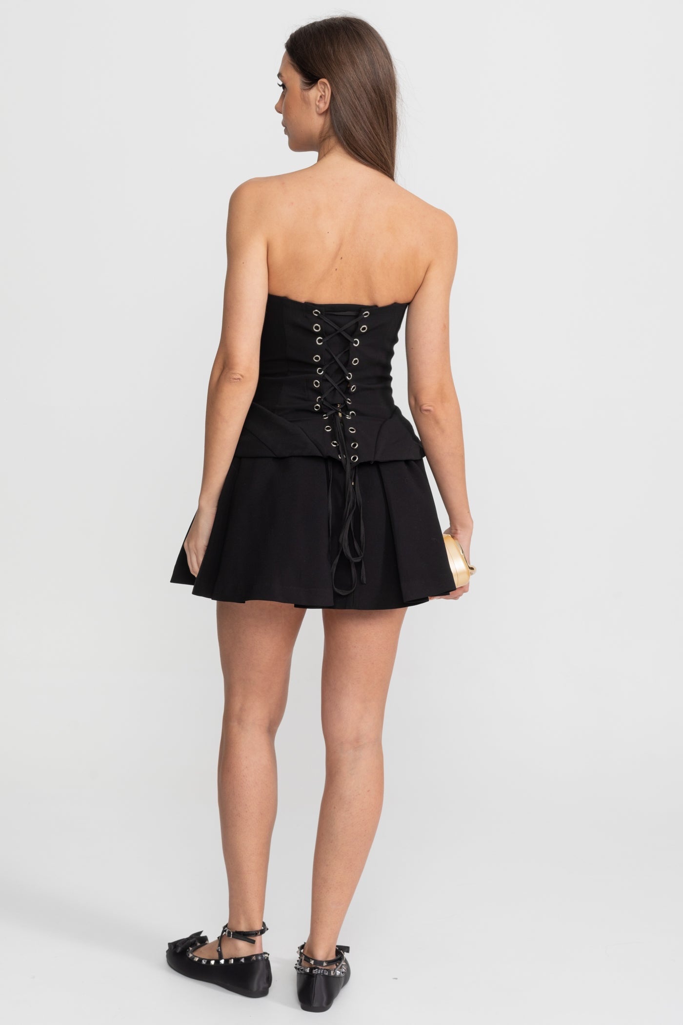 Strapless Top With Sculpted Bodice and Illusion Insert – Black