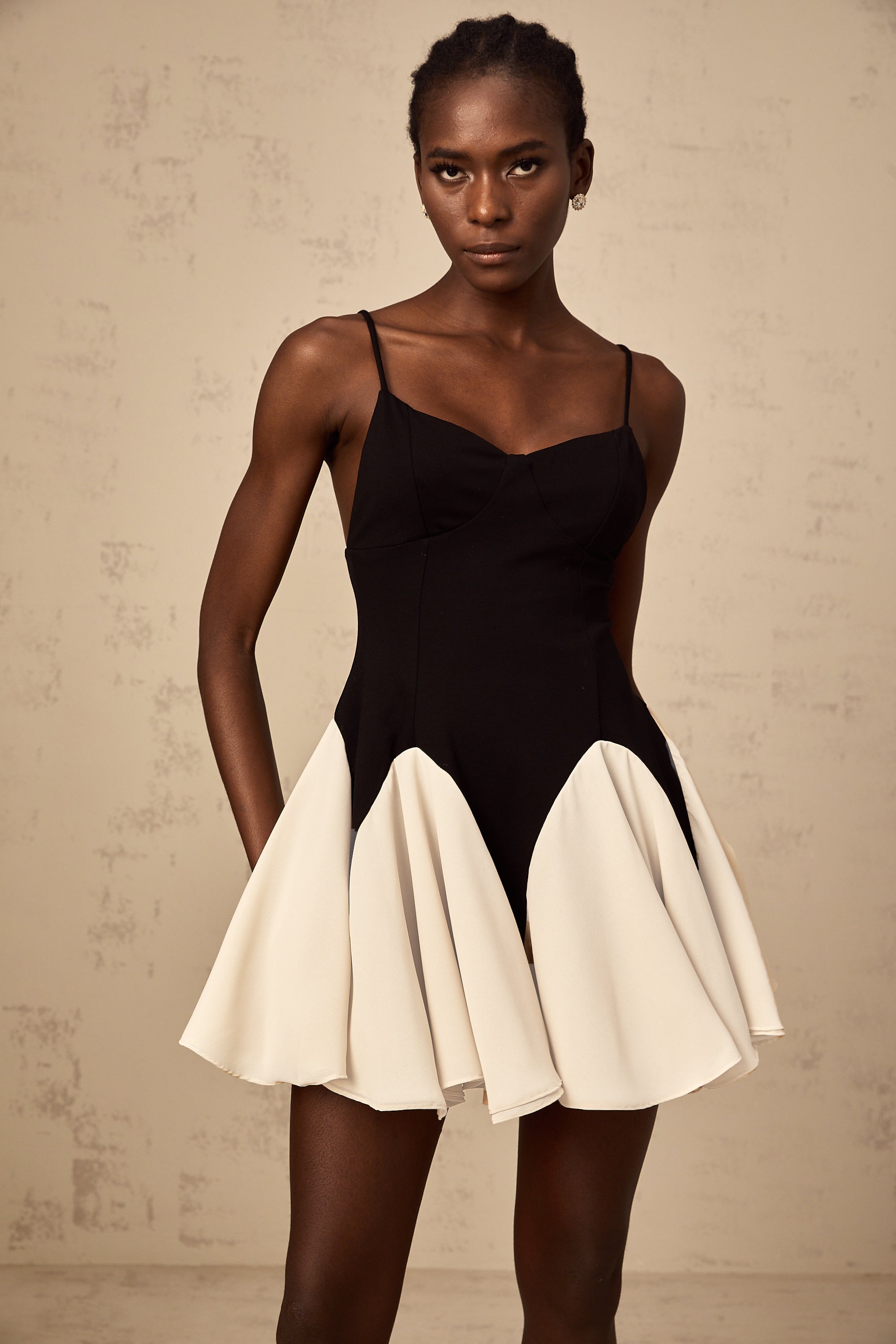 Justine color-blocked godet pleated mini dress (Final Sale-US Only)
