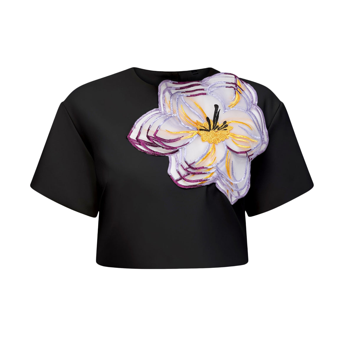 Irène Black Sequin Floral Embroidered Matching Set