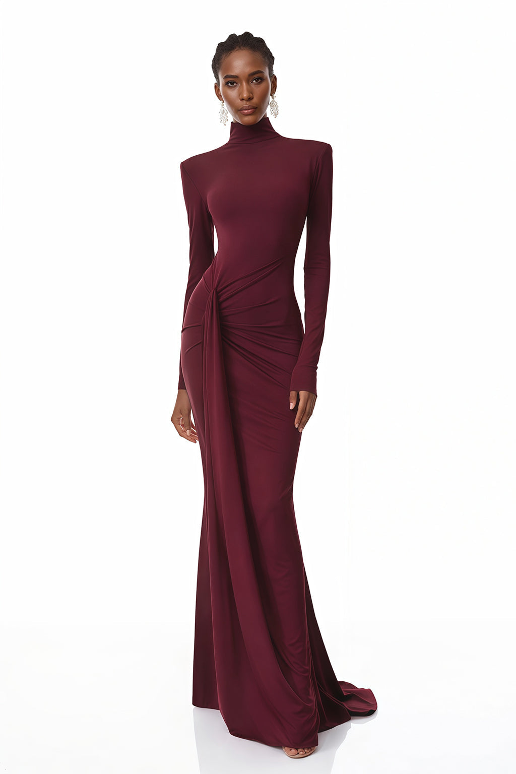 Neve Red High Neck Twist Knot Maxi Dress (Final Sale-US Only)