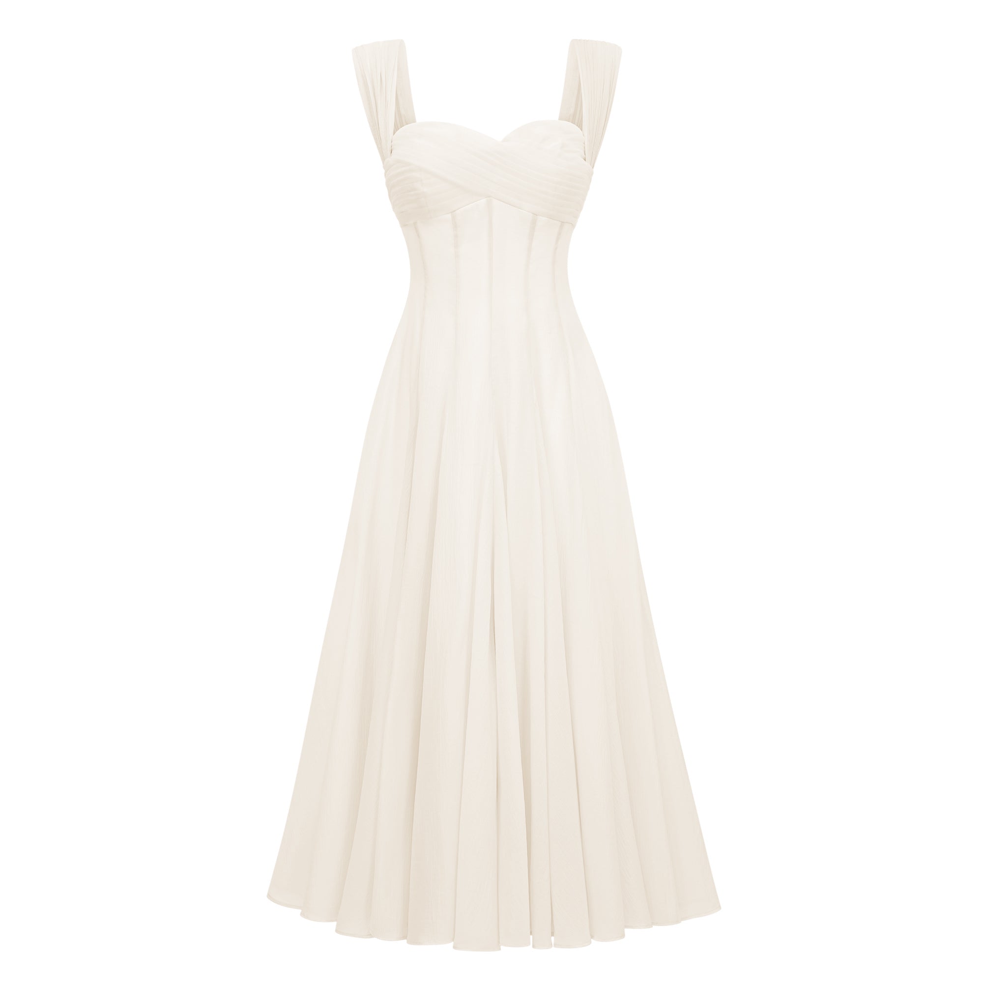 Érasme Cream White Flounced Midi dress (Final Sale-US Only)