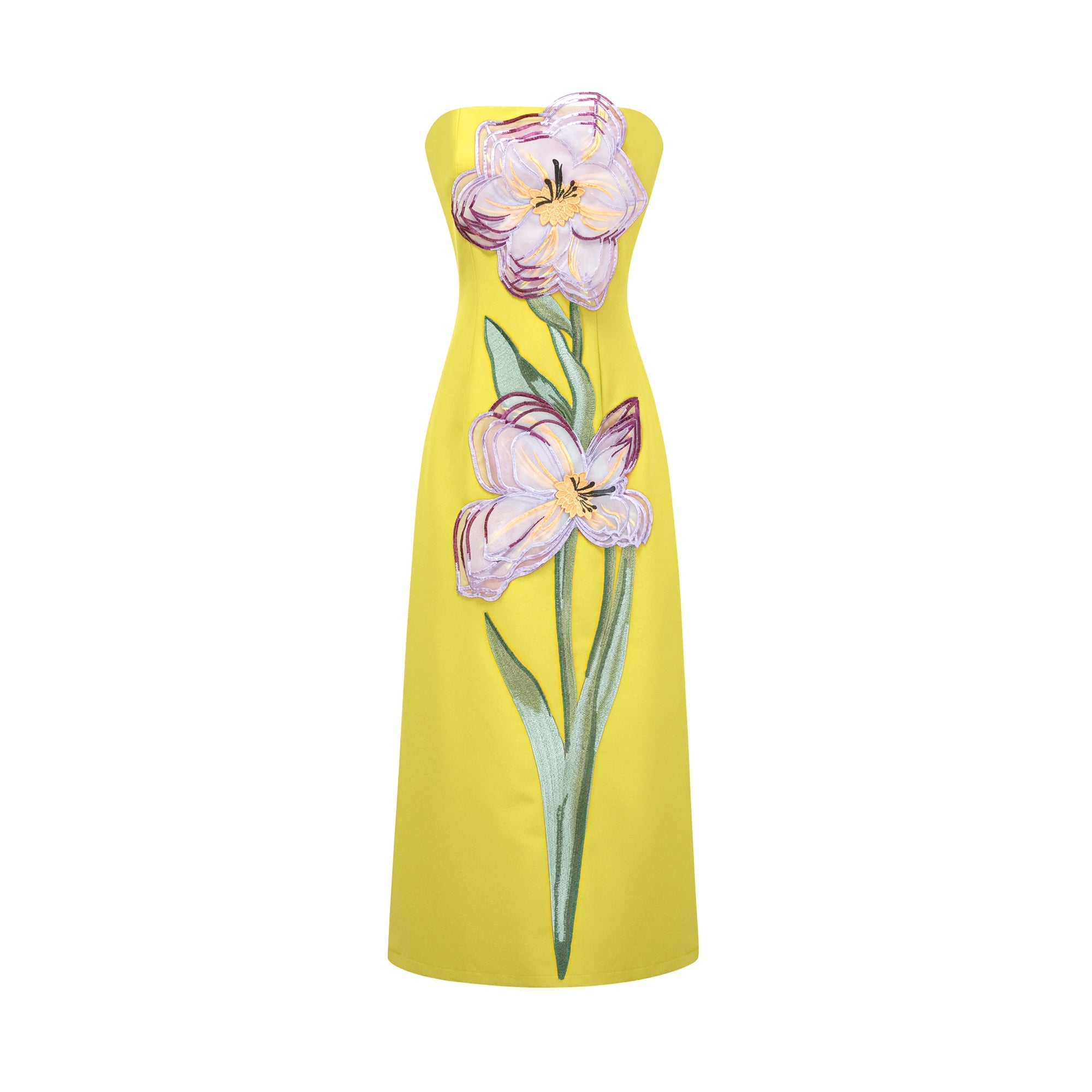 Irène Sequin Embroidered Off-Shoulder Midi Dress in Yellow (Final Sale-US Only)