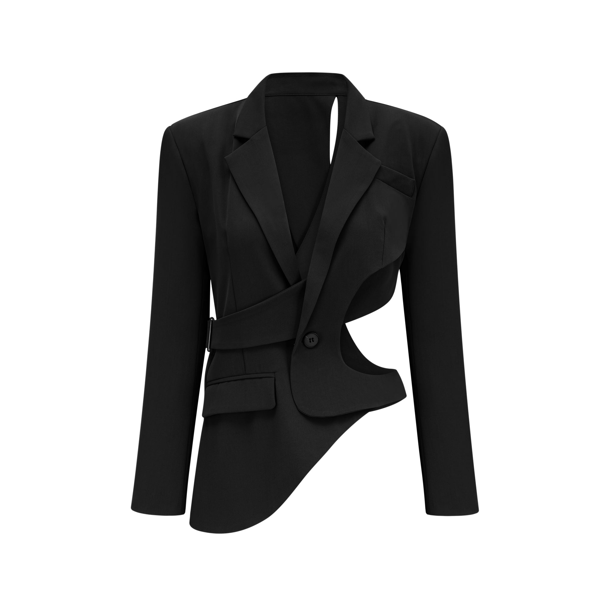 Amelie Black Asymmetrical Cut-Out Jacket