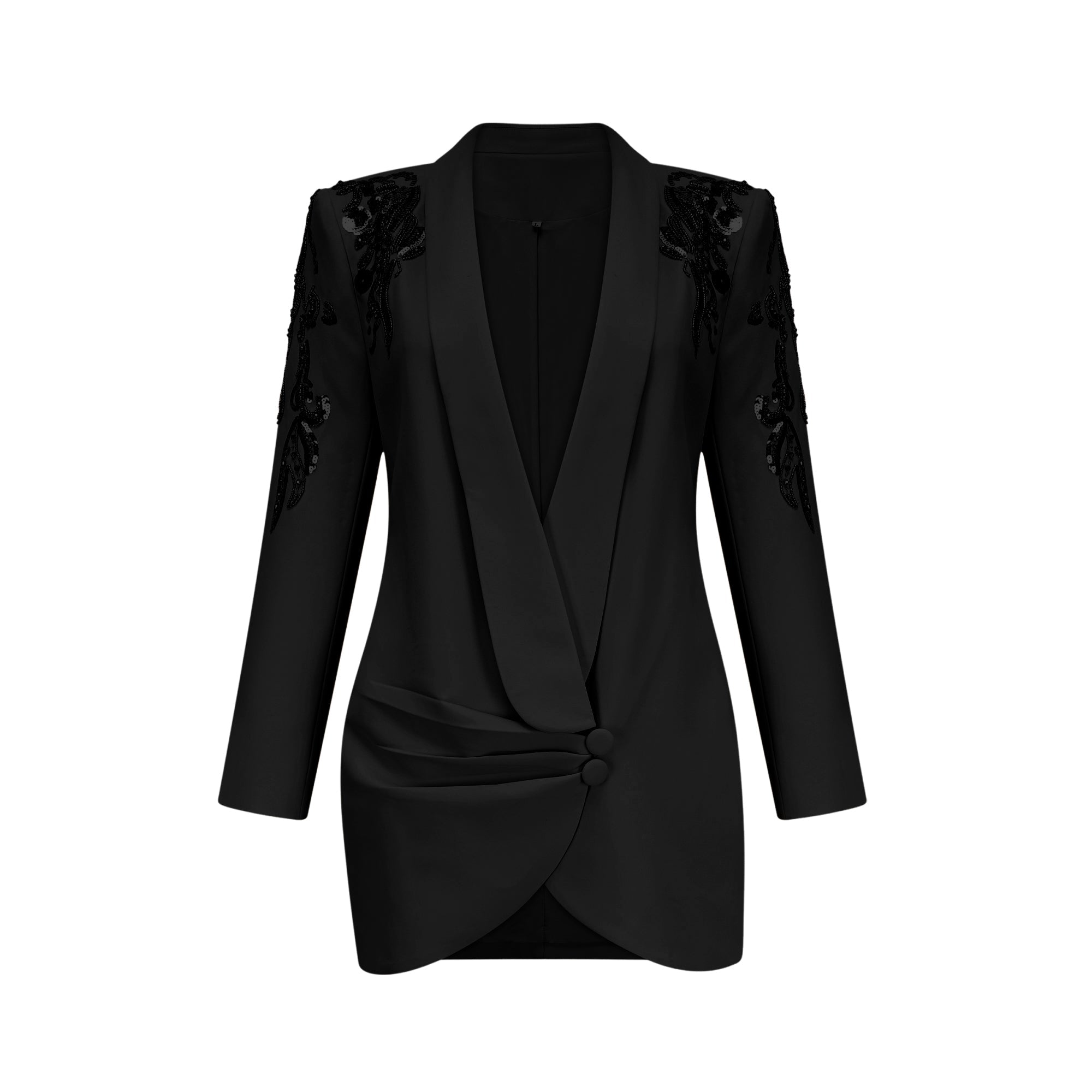 Éléna Black Embellished Sequined Blazer Dress (Final Sale)