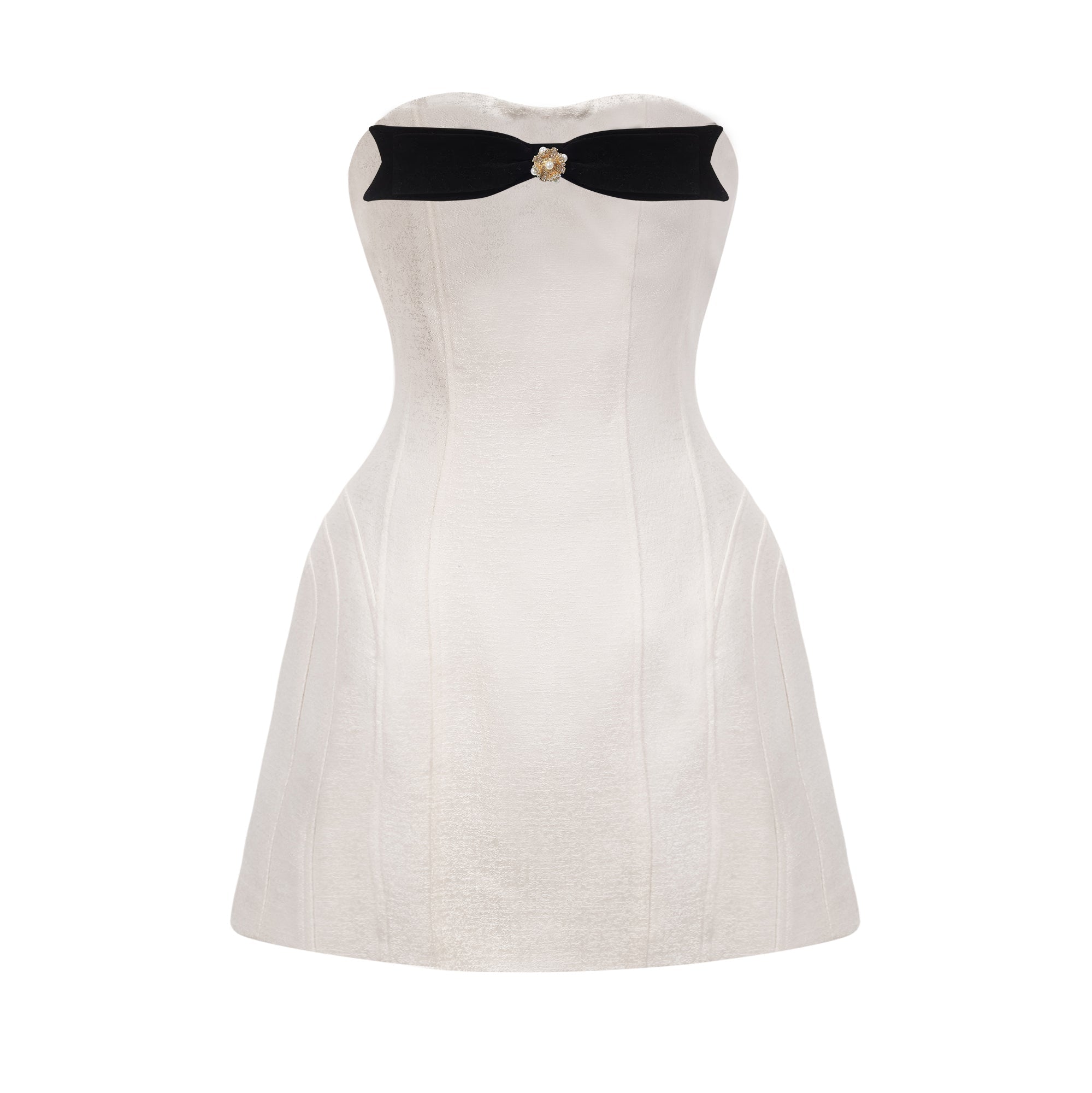 Araminta bow-detail off-shoulder mini dress