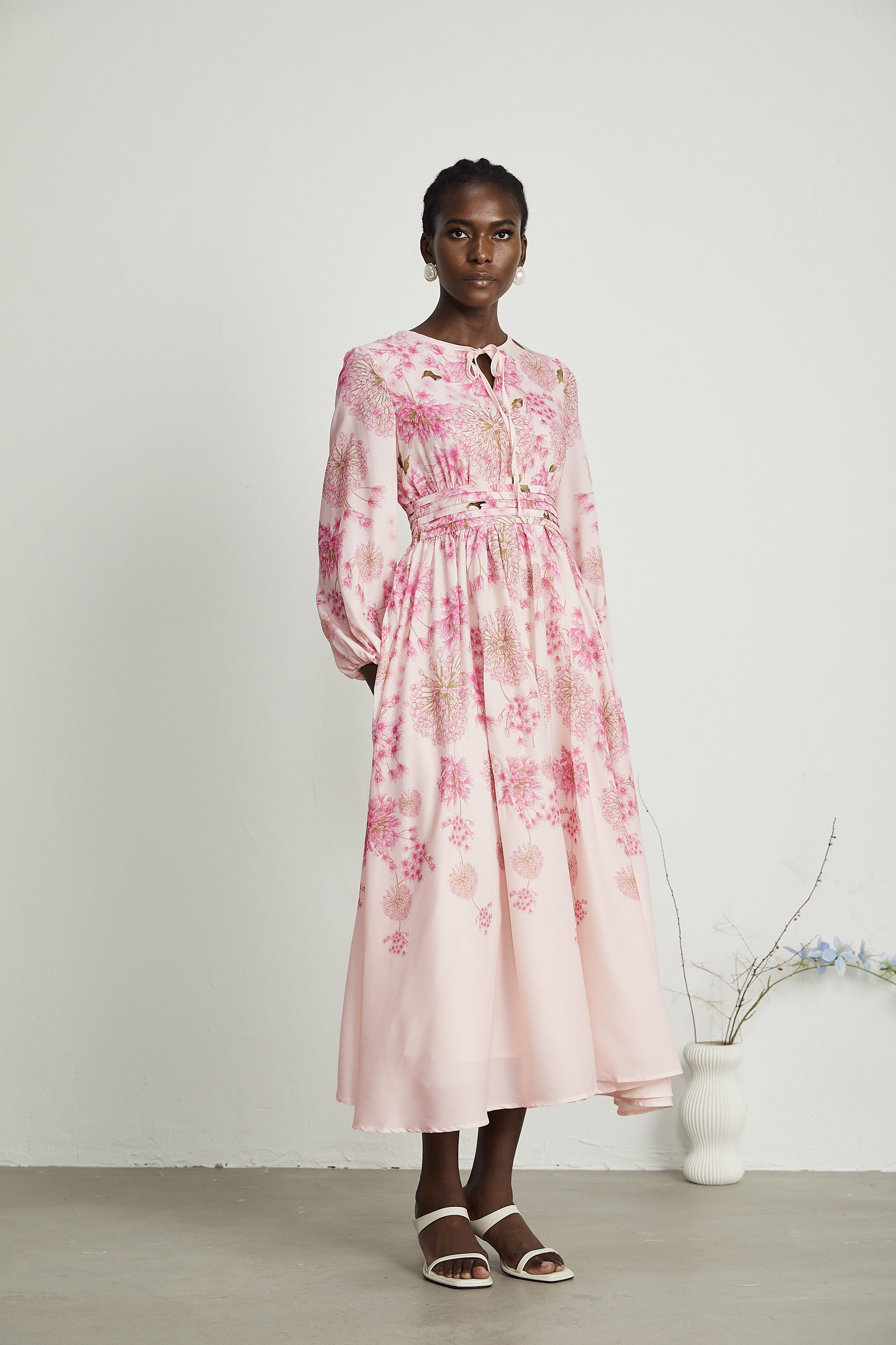 Yvette pink floral-print midi dress (Final Sale-US Only)