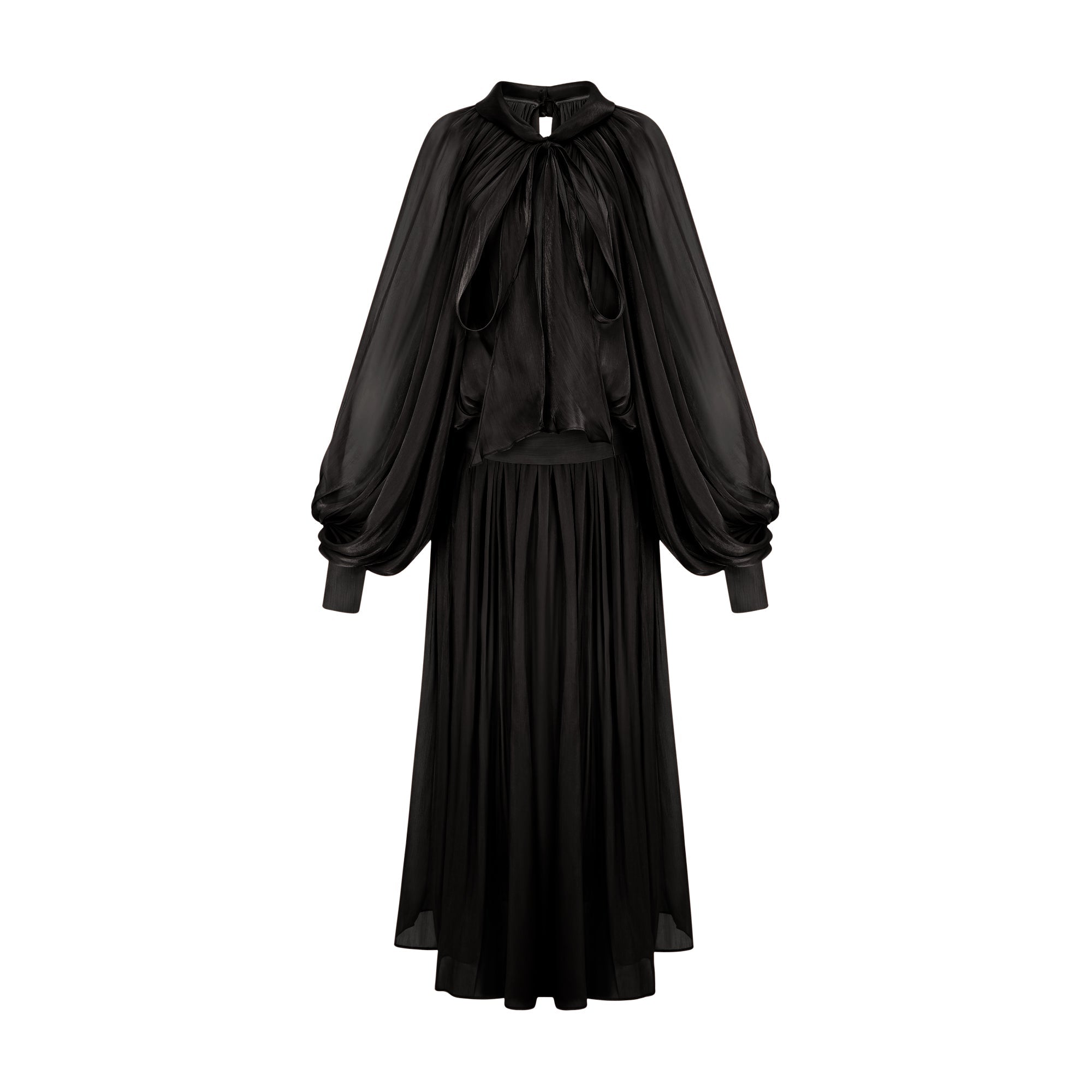 Mila pleated satin maxi dress in Black (Final Sale-US Only)