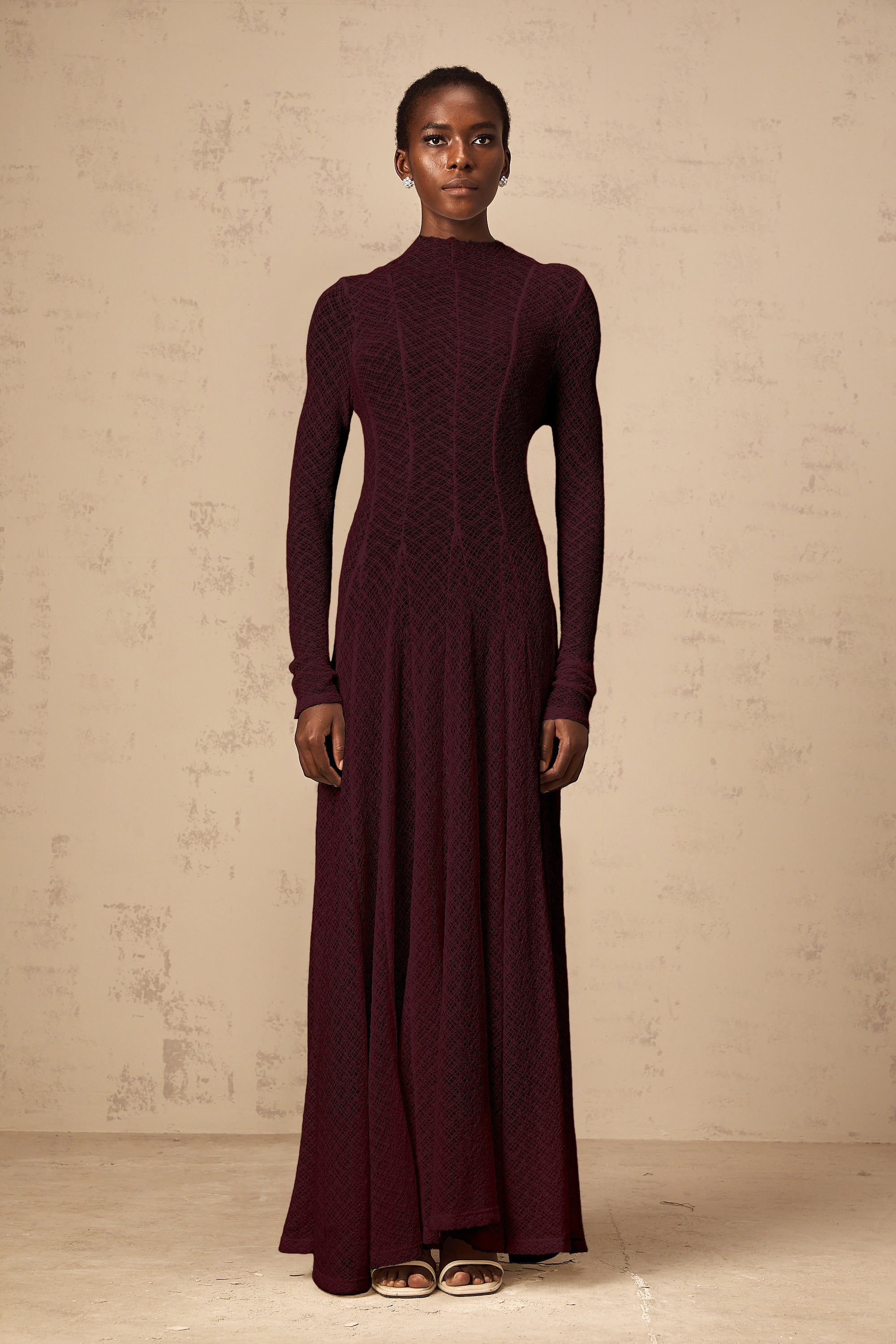 Athena wavy-pattern lace maxi dress in Red (Final Sale-US Only)