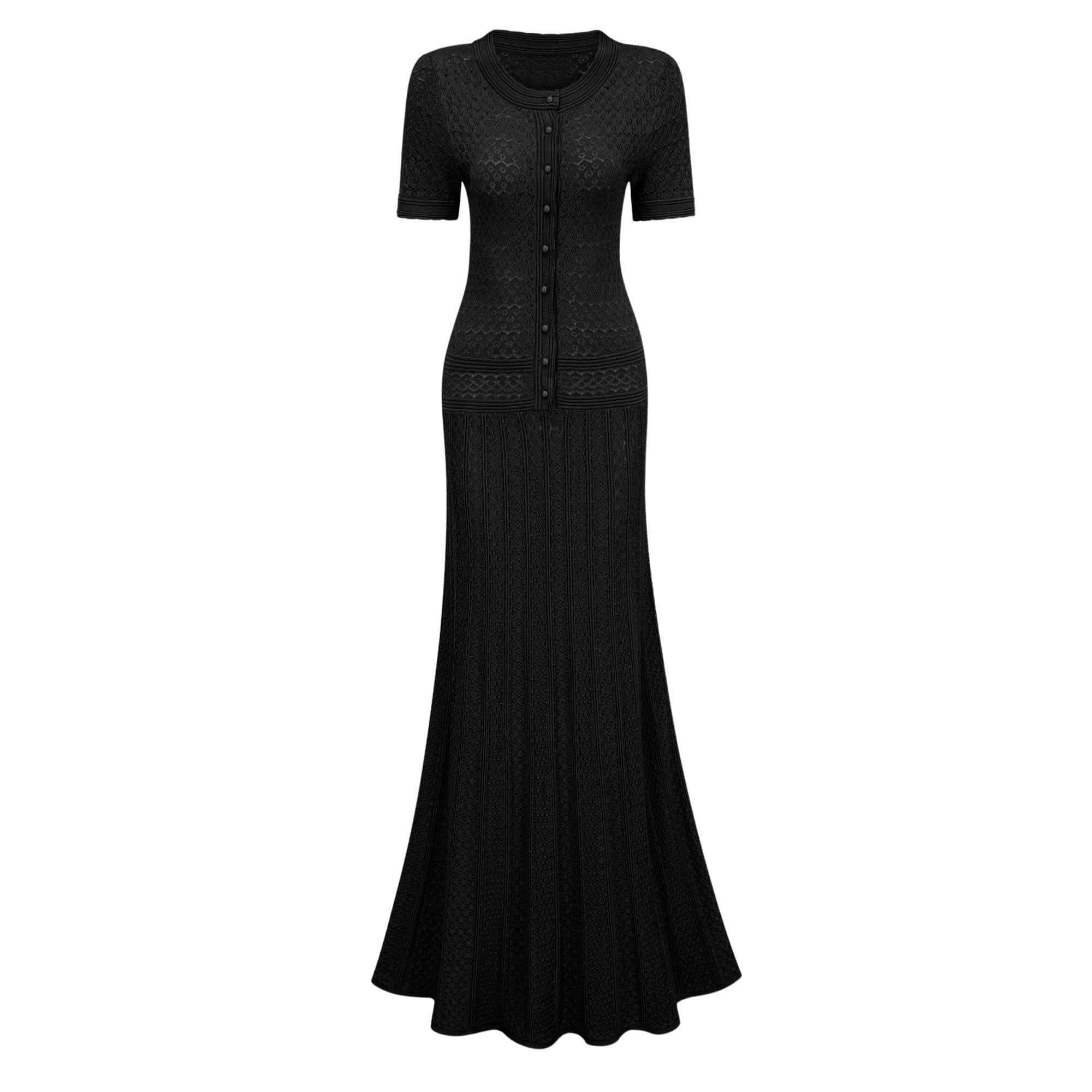 Siena green shirred crochet-knit maxi dress (Final Sale-US Only)