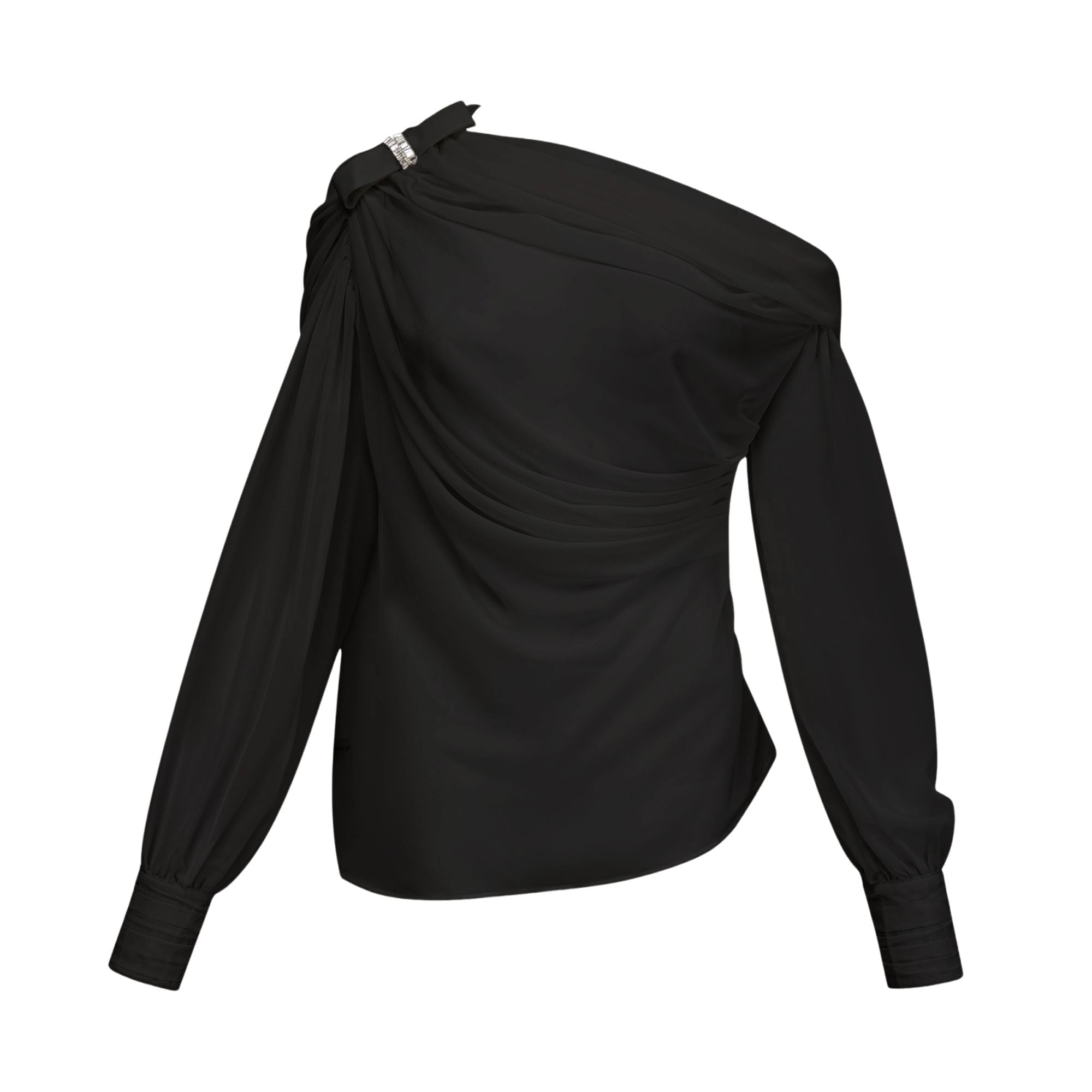 Andrea asymmetrical tulle blouse & skirt matching set in Black