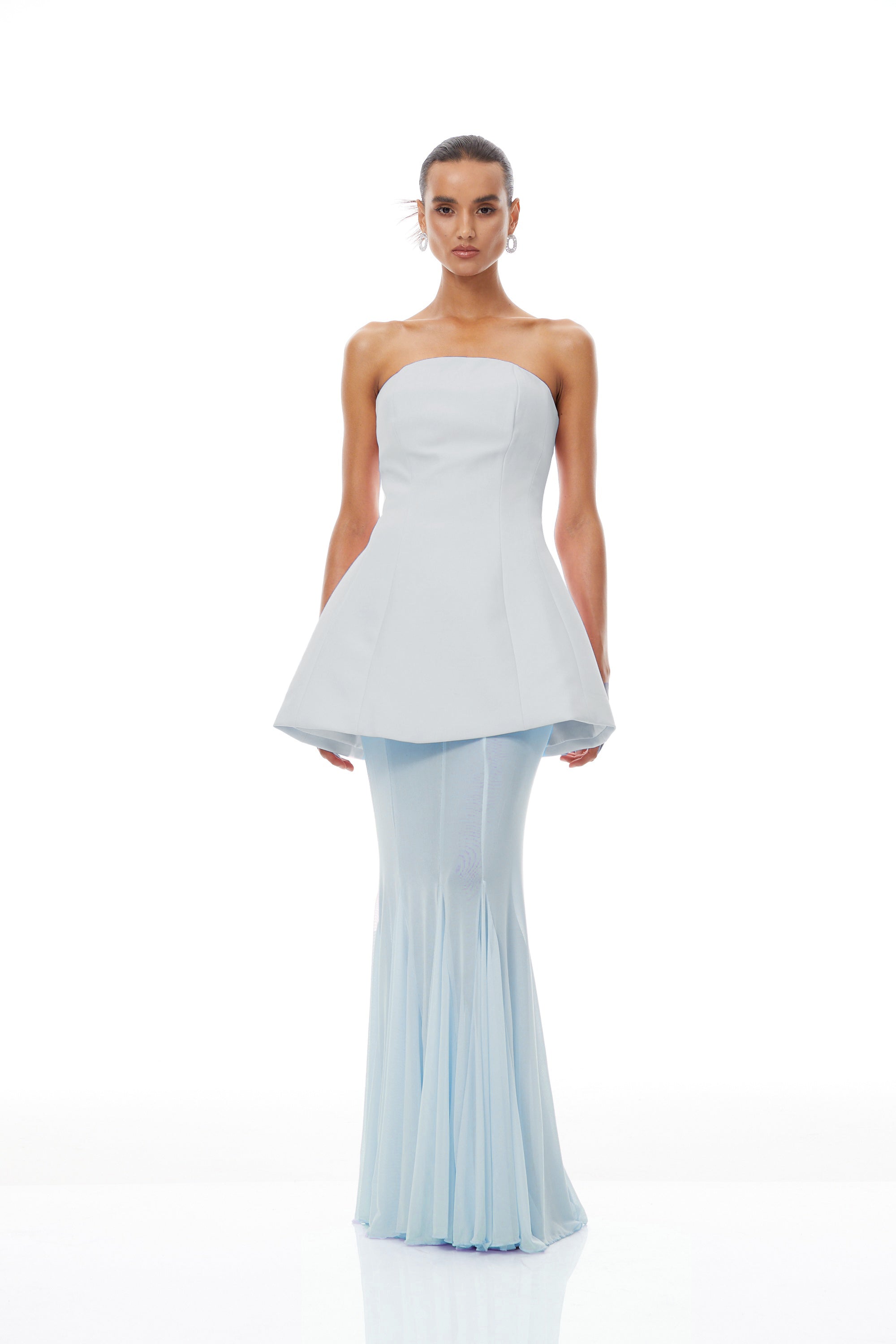 Mélanie Blue Corset Dress & Mesh Skirt Set (Final Sale-US Only)
