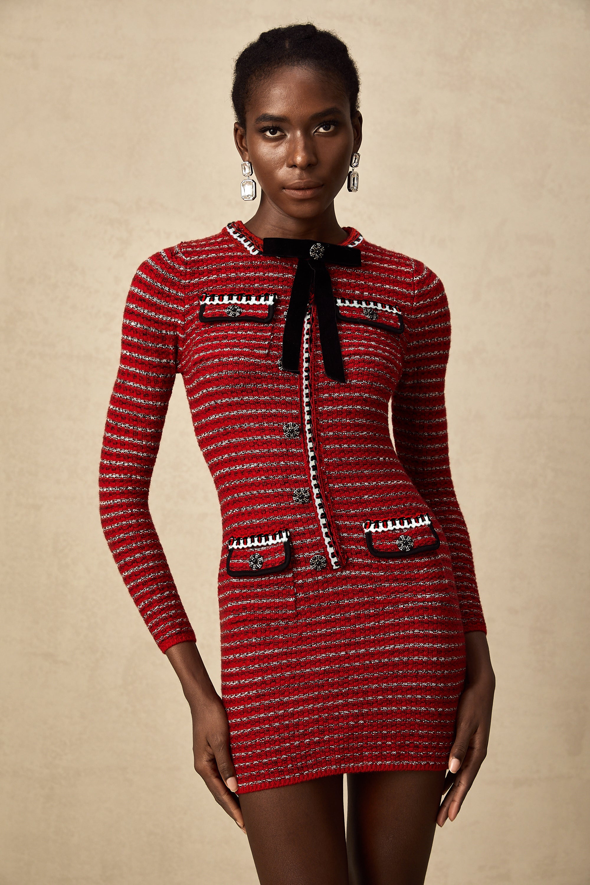 Faustine bow-detailed knit mini dress (Final Sale-US Only)