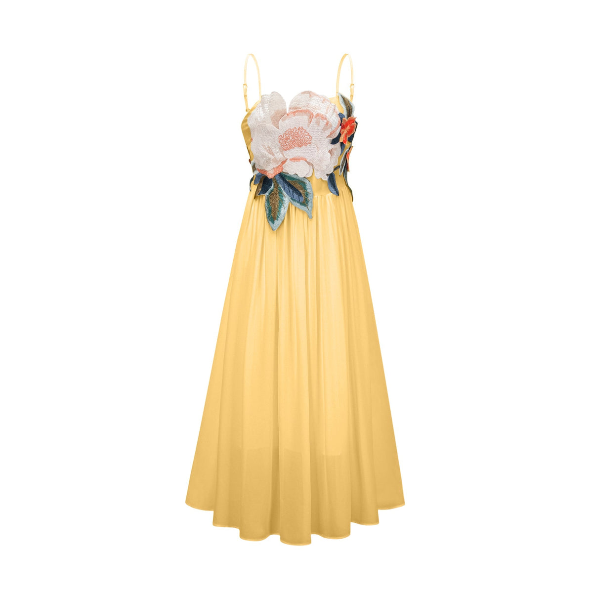 Josette floral-embroidered shirred maxi dress in Yellow (Final Sale-US Only)