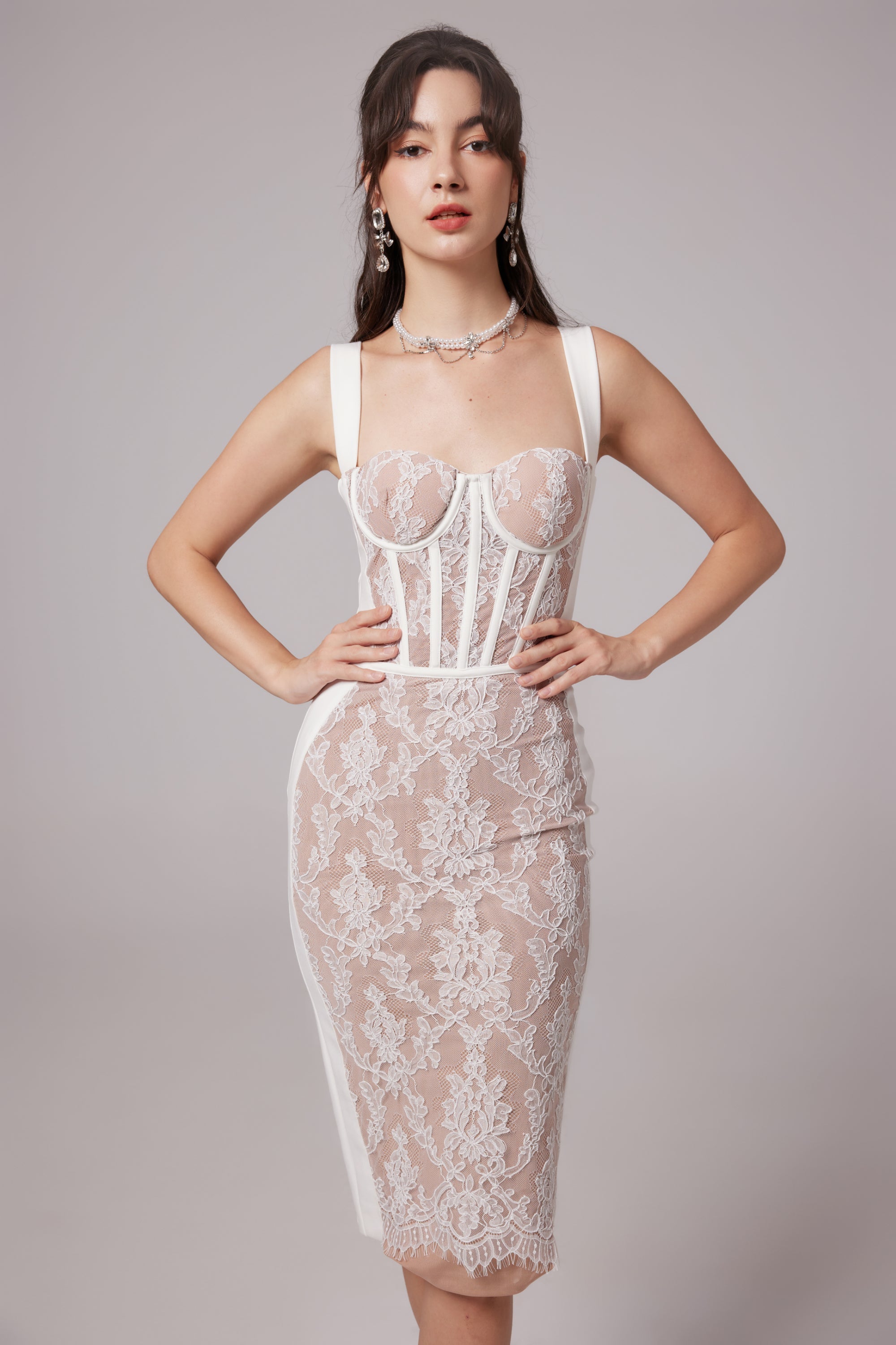 Titania bustier-style bandage midi dress