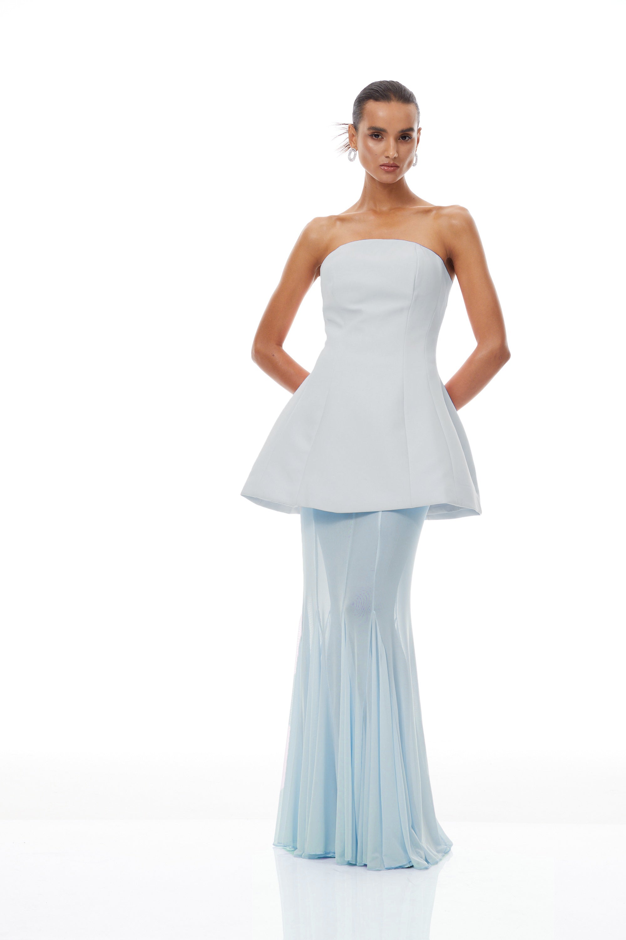 Mélanie Blue Corset Dress & Mesh Skirt Set