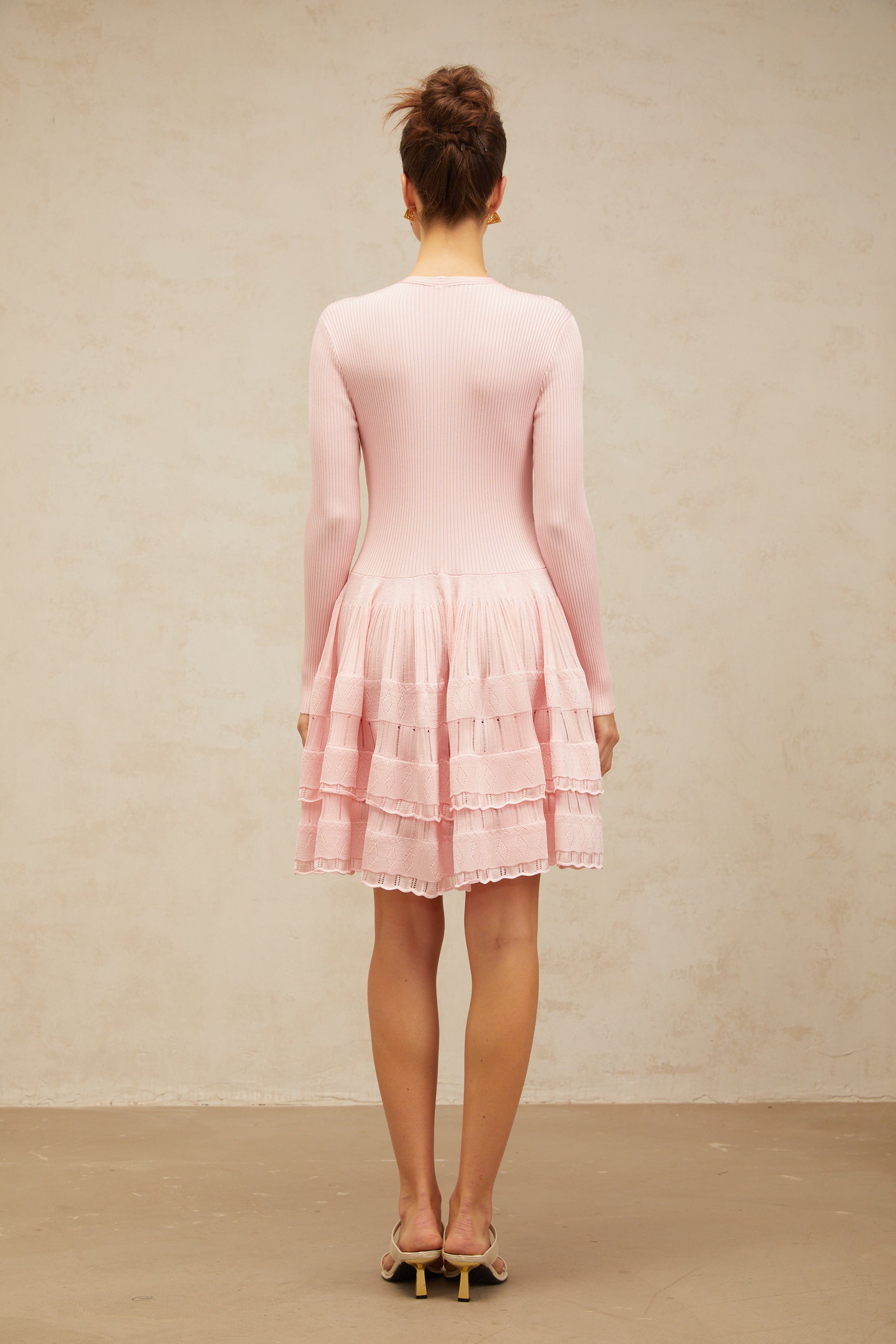 Mathilde pink keyhole-detail ribbed-knit mini dress