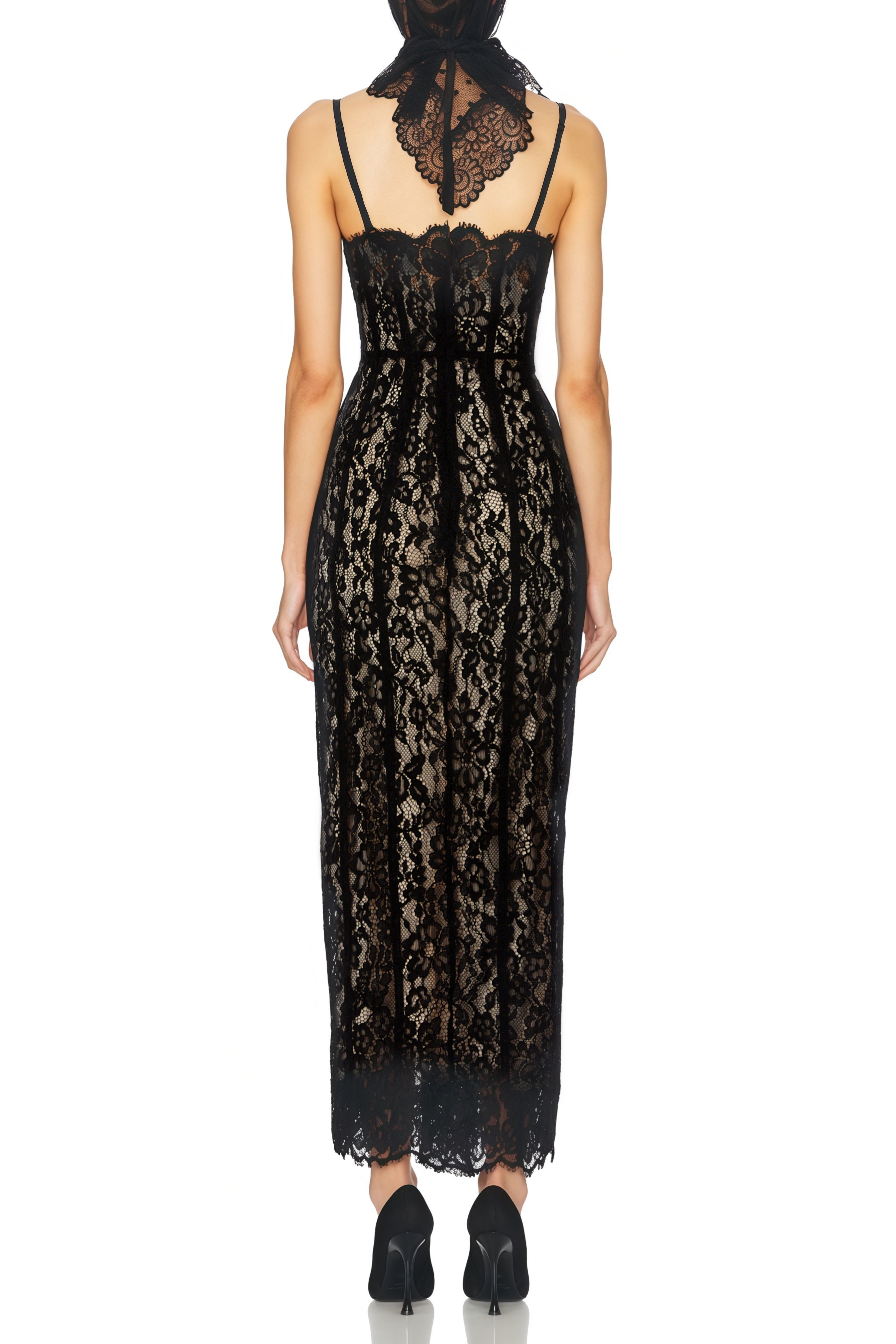 Giorgia Black Floral Lace Corset Maxi Dress (Final Sale-US Only)