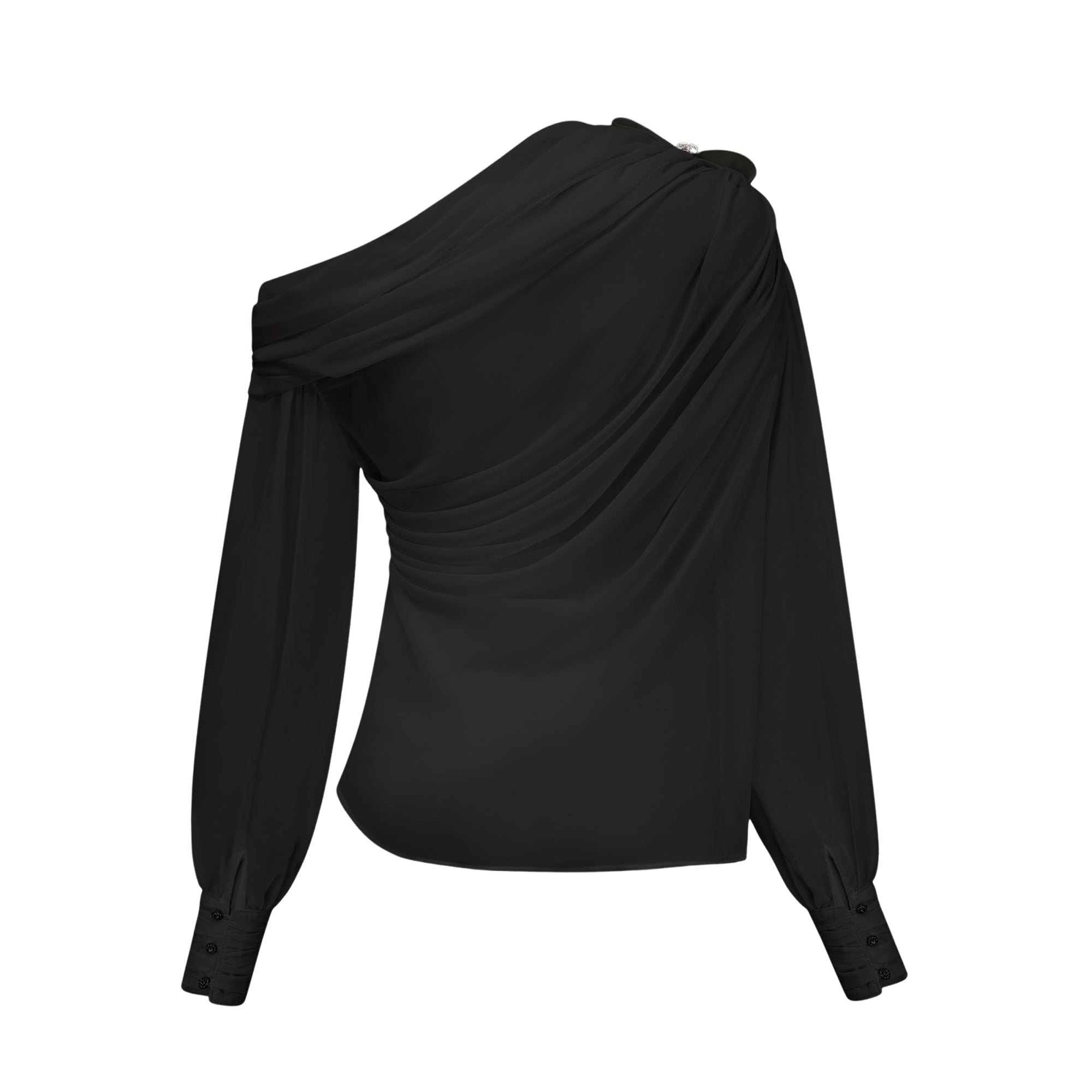 Andrea asymmetrical tulle blouse & skirt matching set in Black