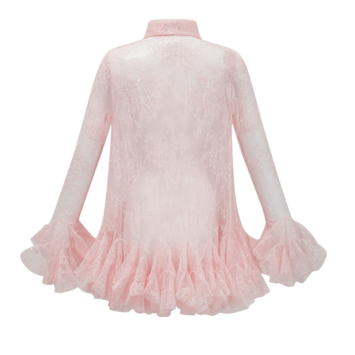 Ingrid Pink Peplum Floral Lace Blouse
