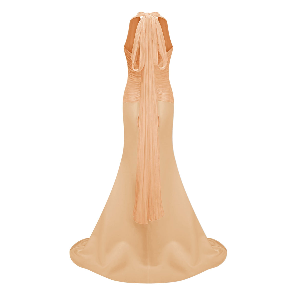 Emmeline Orange Train Design Gathered Maxi Dress (Final Sale-US Only)