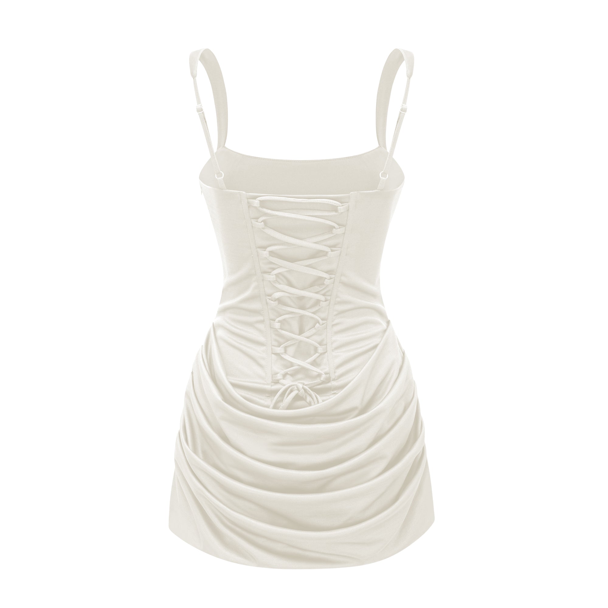 Paulette White Ruched Bodycon Mini Dress