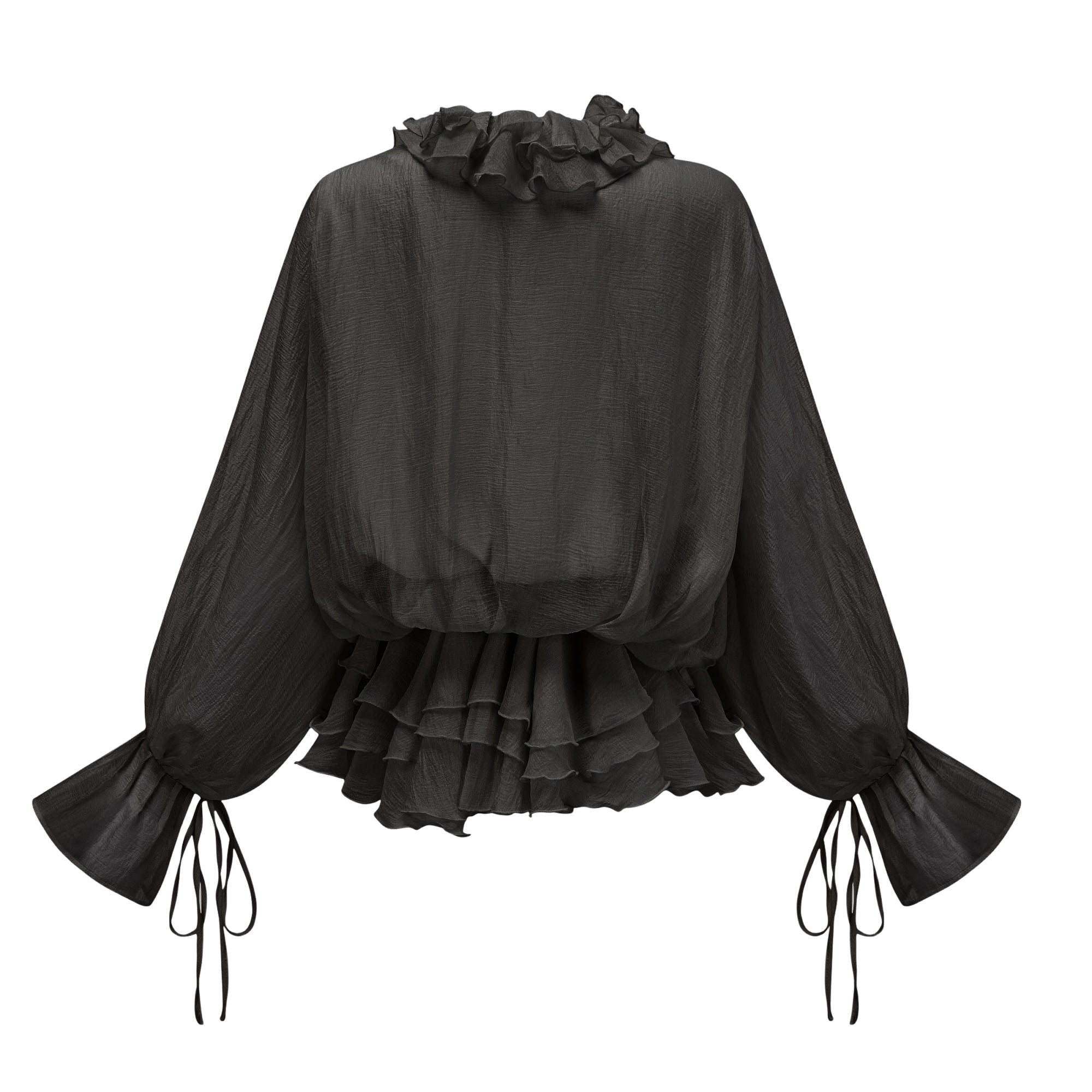 Zéphyrine floral-appliqué tiered mini dress in Black (Final Sale-US Only)