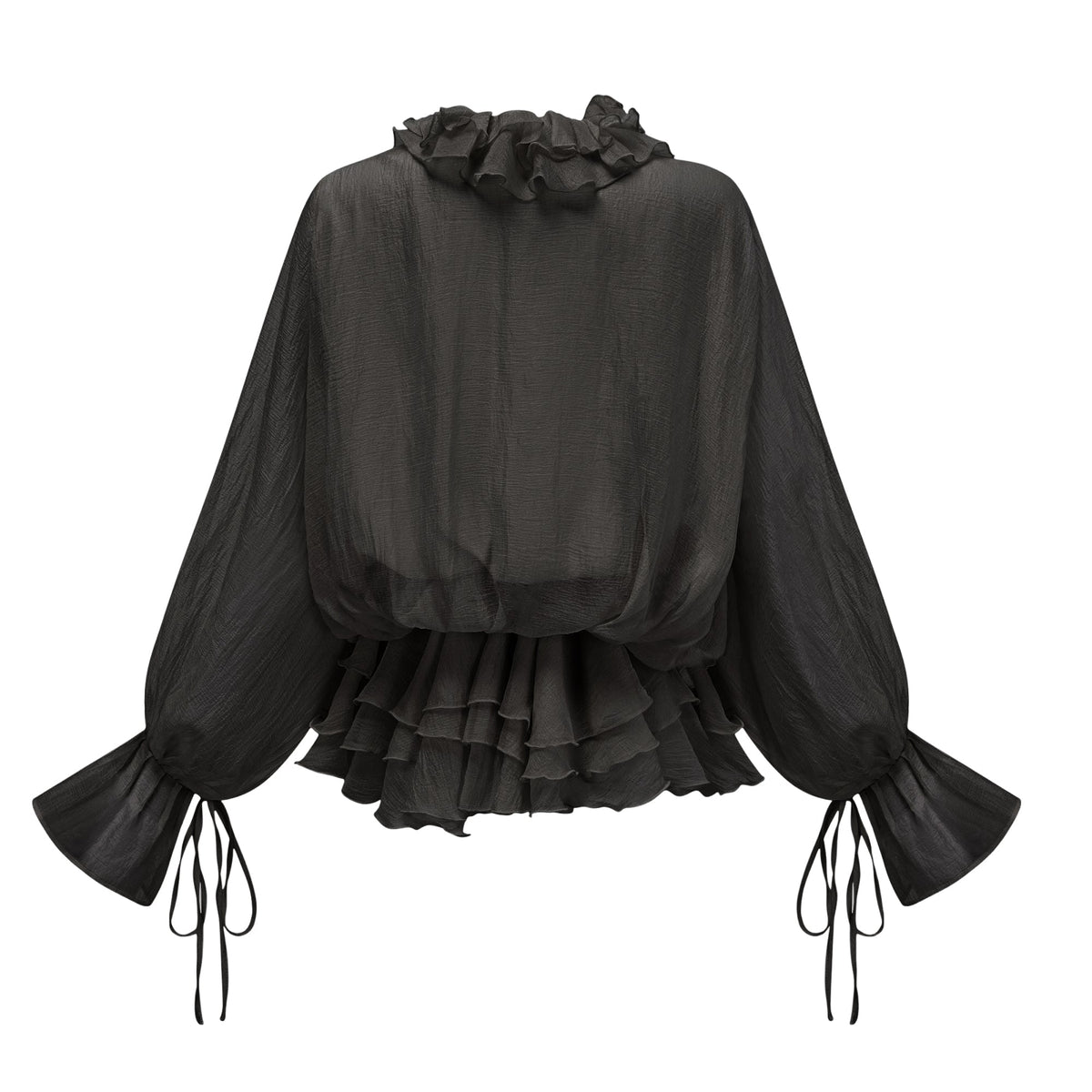 Zéphyrine floral-appliqué tiered mini dress in Black (Final Sale-US Only)