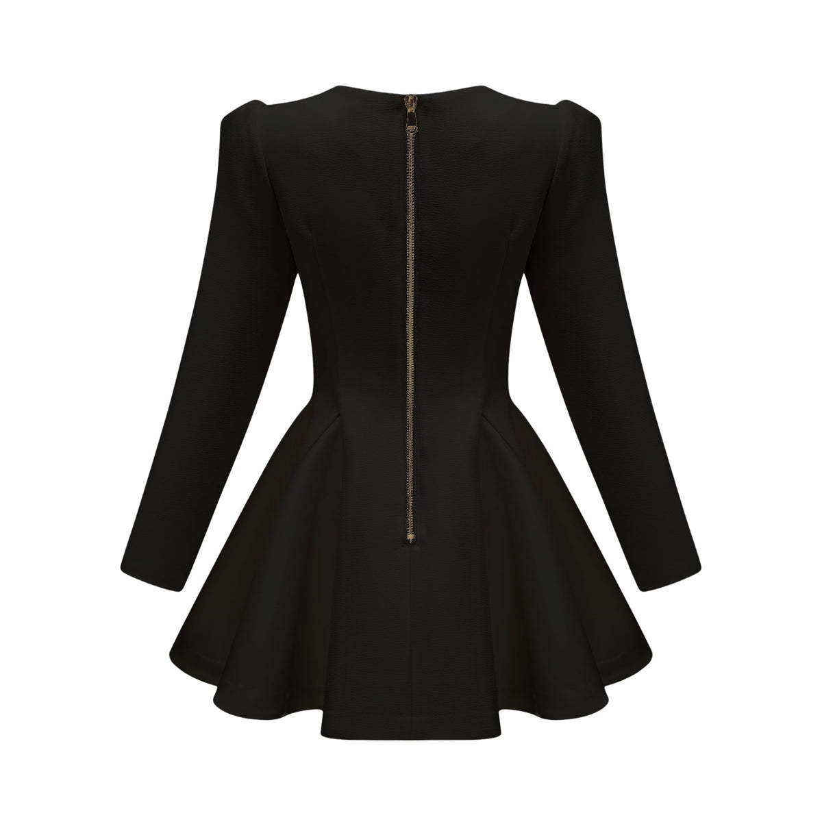 Élise pleated peplum-hem blazer dress in Black