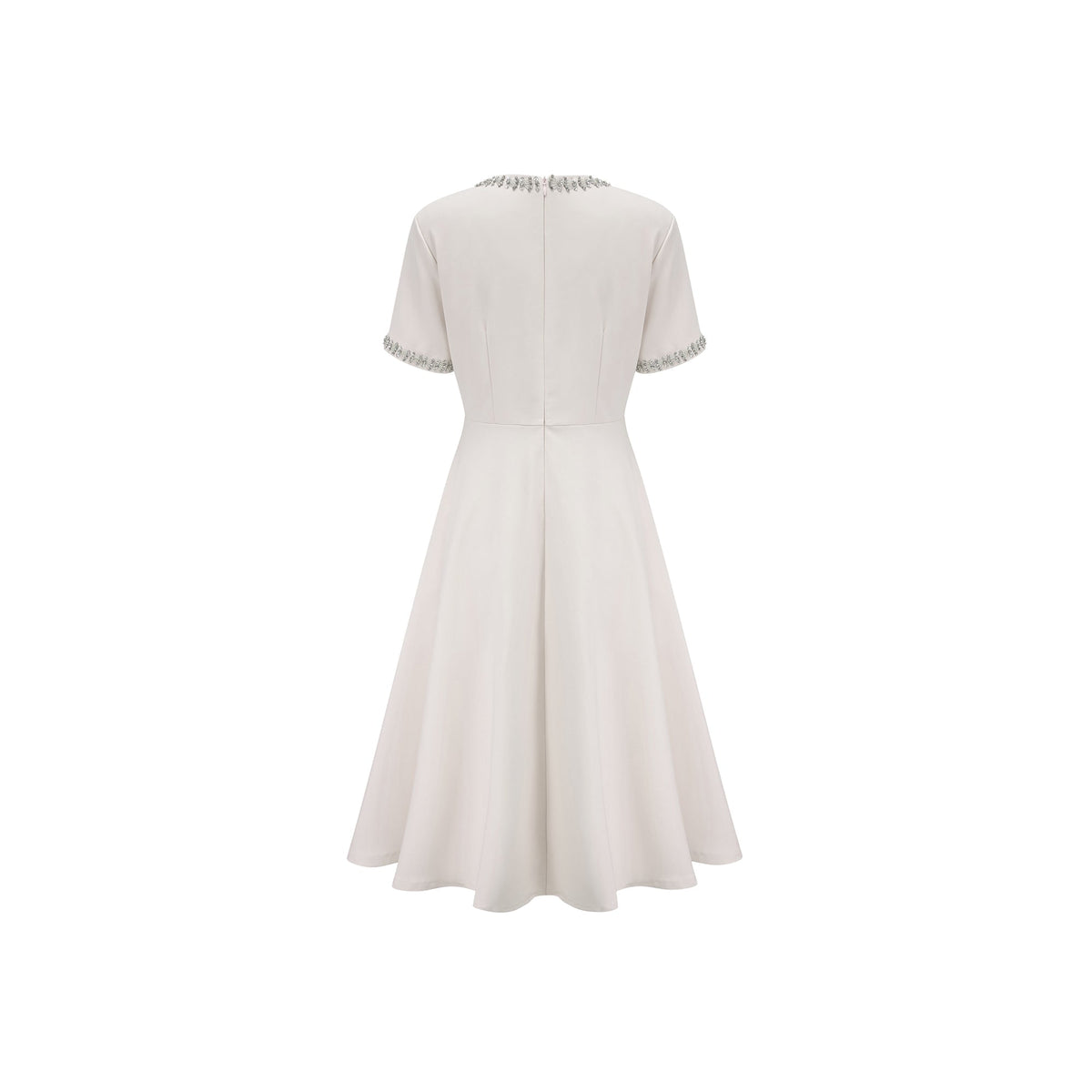 Cassiopeia crystal-accented bow midi dress in White (Final Sale)