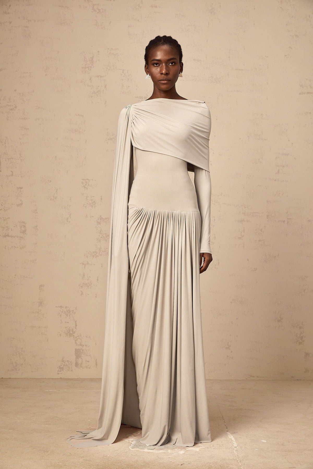 Gaëlle neutrals ribbon-design draped maxi dress (Final Sale-US Only)