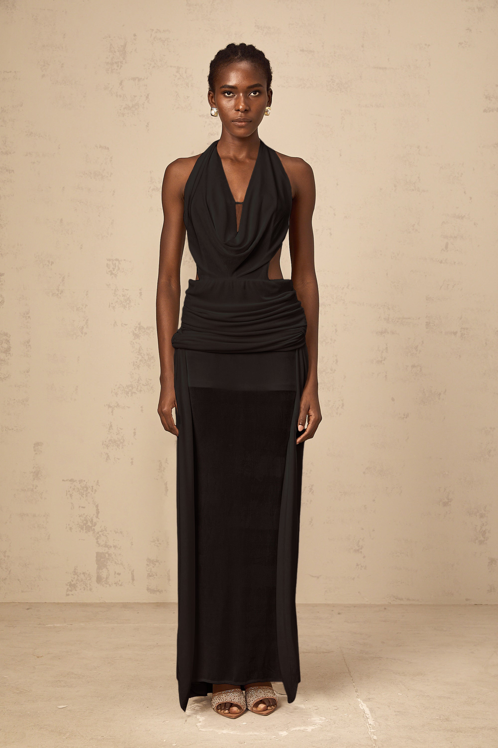 Déotille halterneck backless maxi dress in Black (Final Sale-US Only)