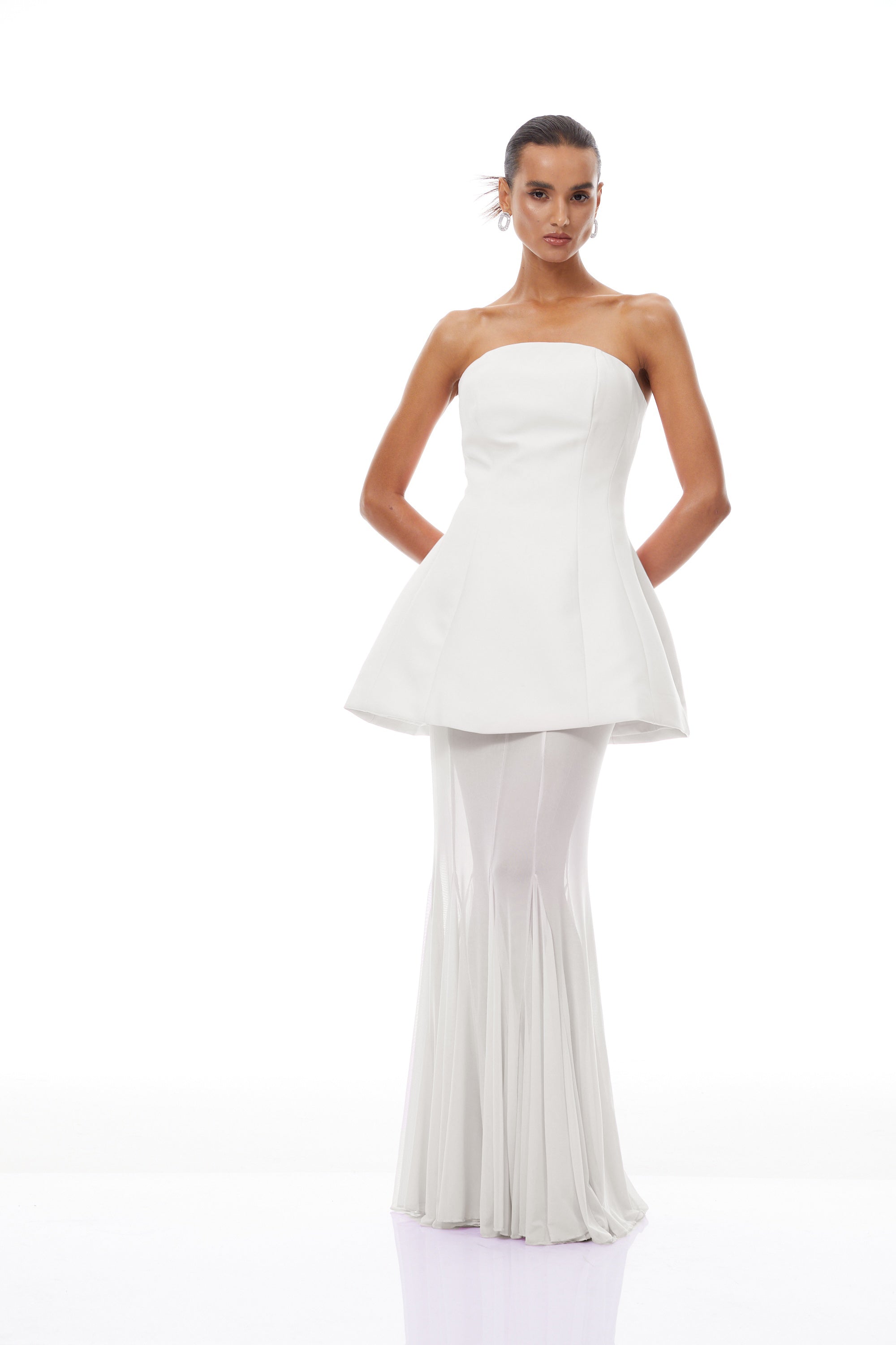 Mélanie White Corset Dress & Mesh Skirt Set