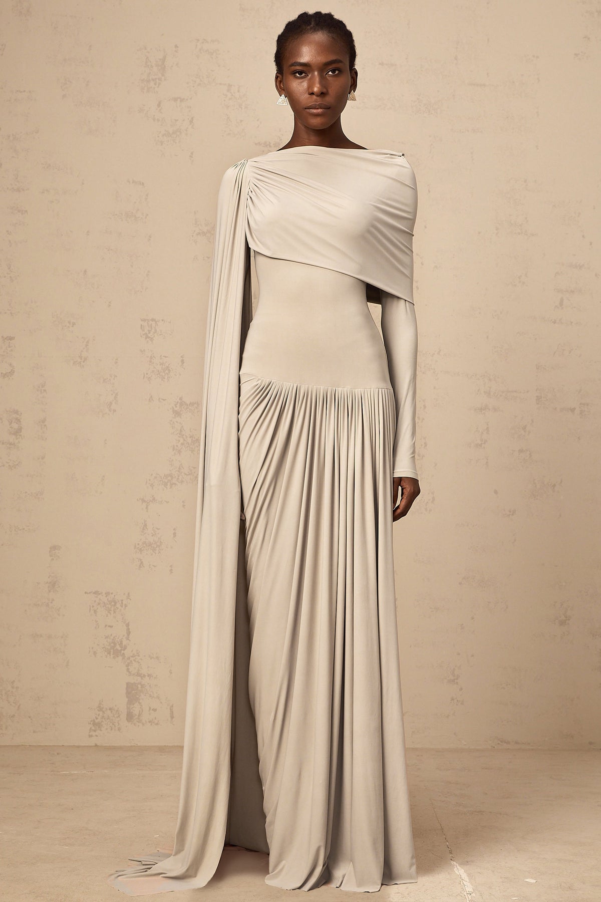 Gaëlle neutrals ribbon-design draped maxi dress (Final Sale-US Only)