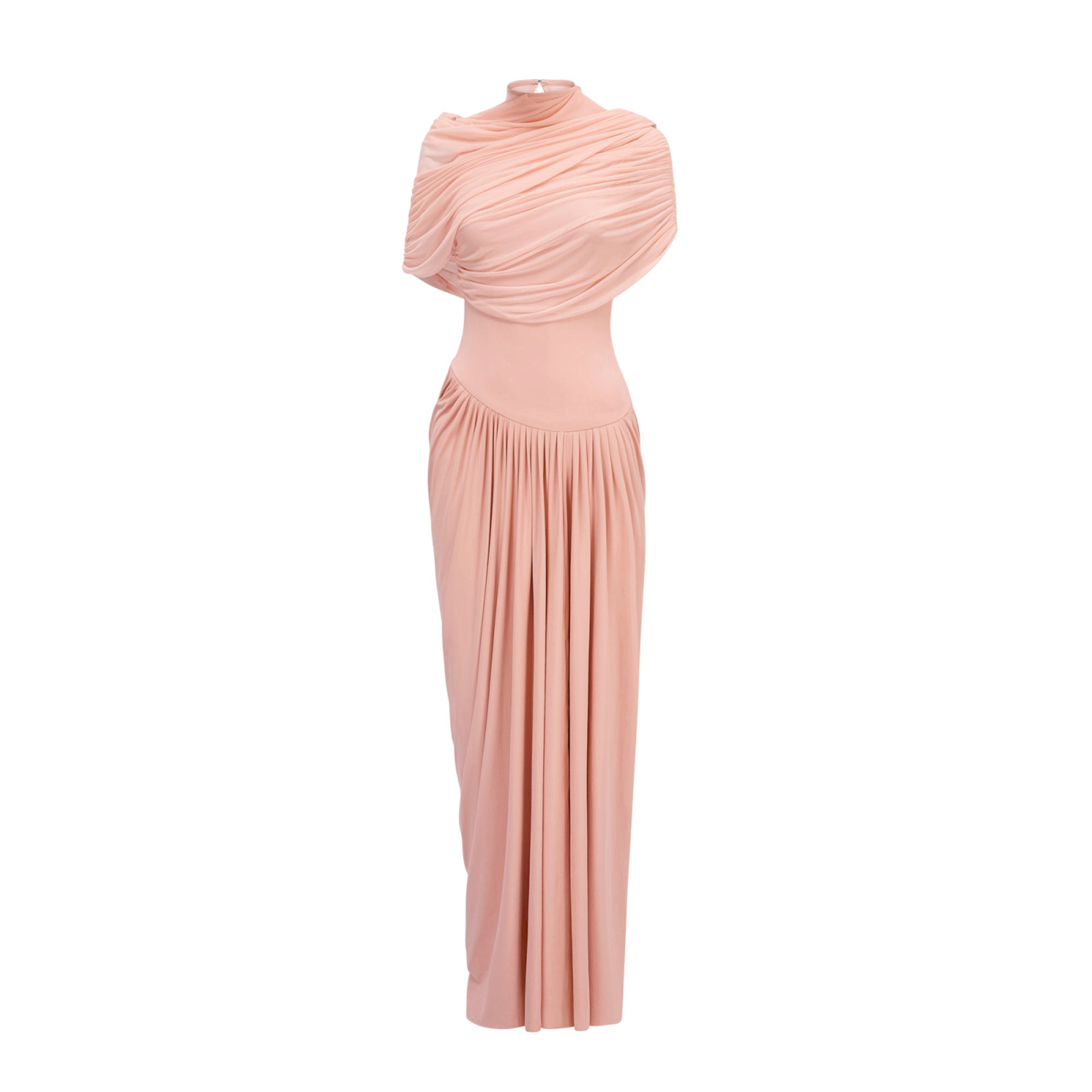 Catherine asymmetrical pleated maxi dress in Pink (Final Sale-US Only)
