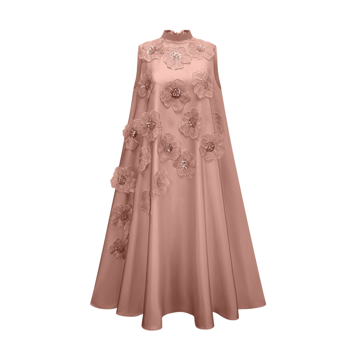 Émilie sleeveless floral-applique midi dress in Pink