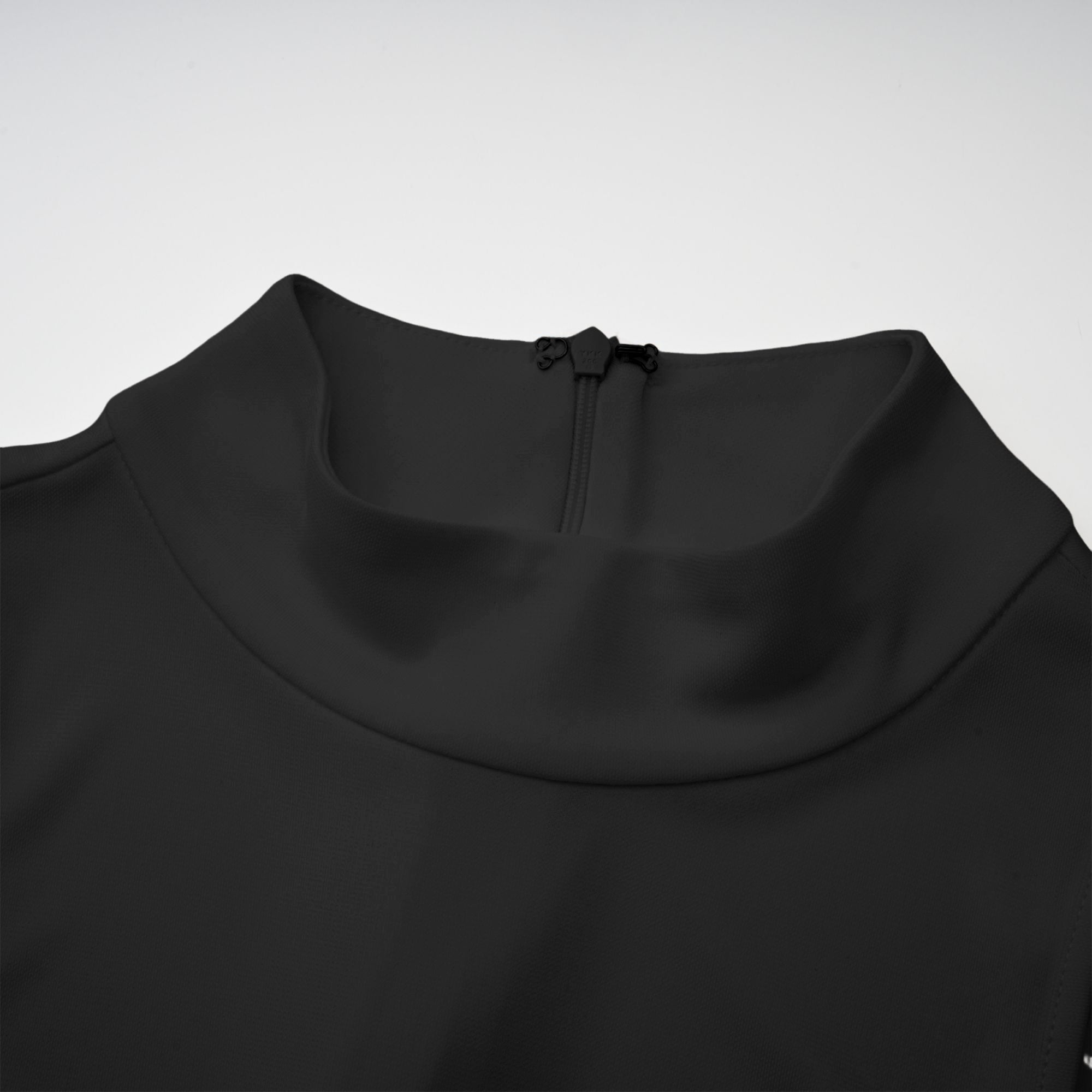 Mystérieuse Black Turtleneck Draped Maxi Dress