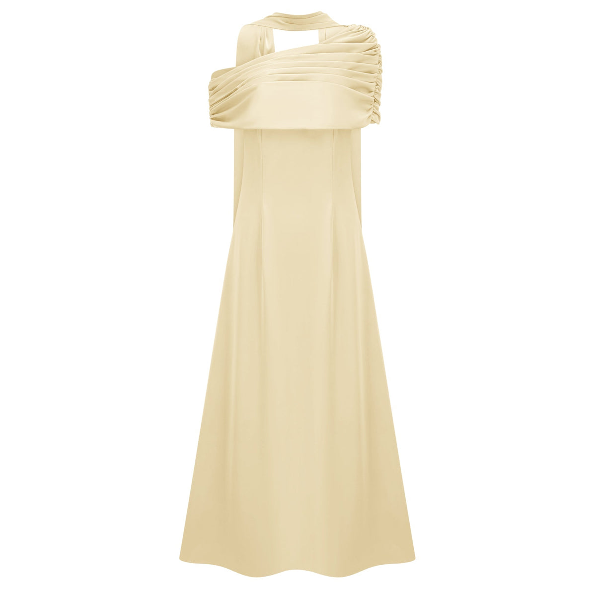 Benedetta Yellow One Shoulder Satin Maxi Dress (Final Sale-US Only)