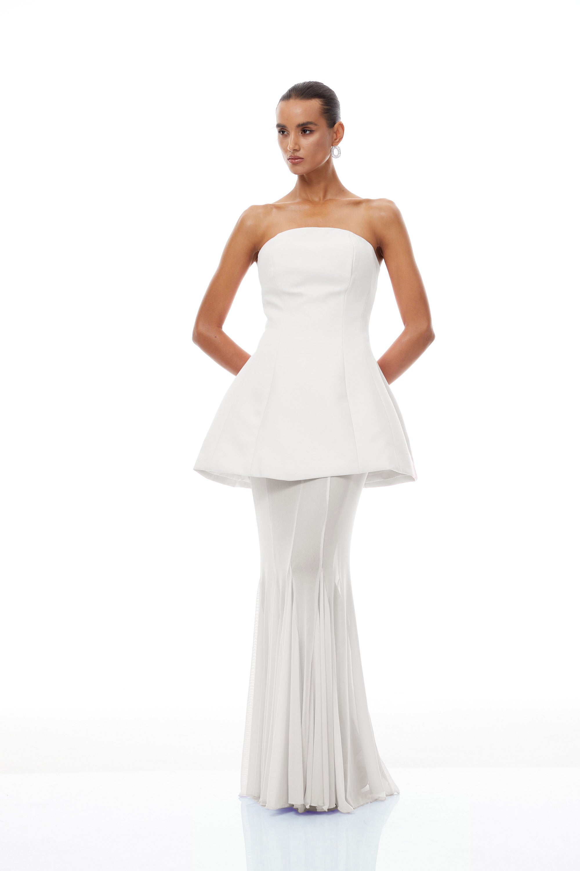 Mélanie White Corset Dress & Mesh Skirt Set
