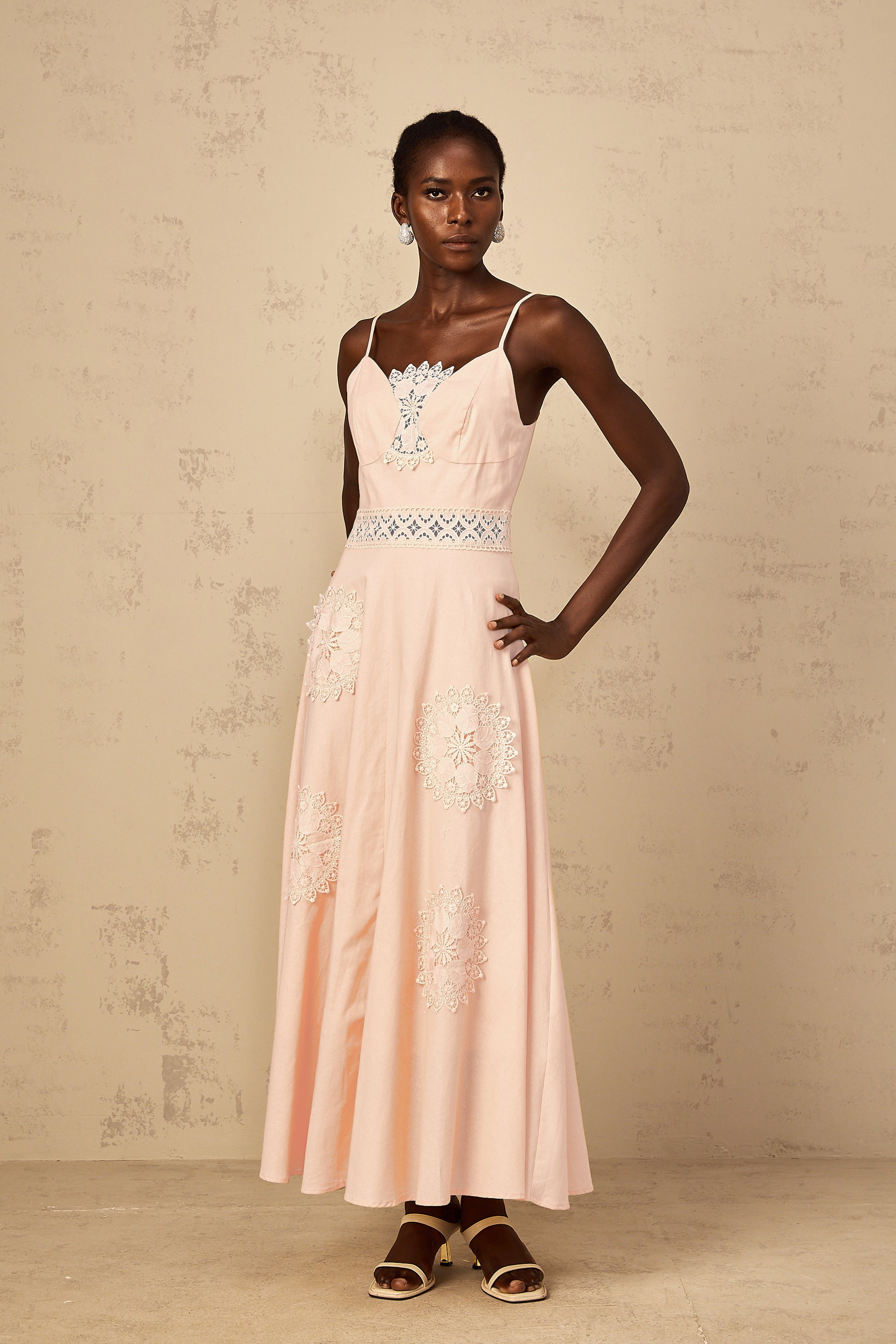 Romy Pink Floral Embroidered Blouse & Dress Set