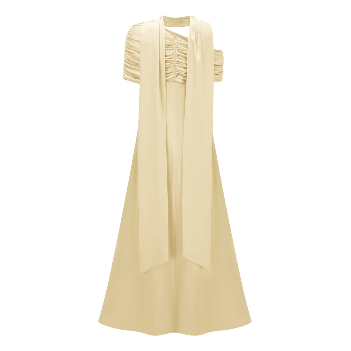 Benedetta Yellow One Shoulder Satin Maxi Dress