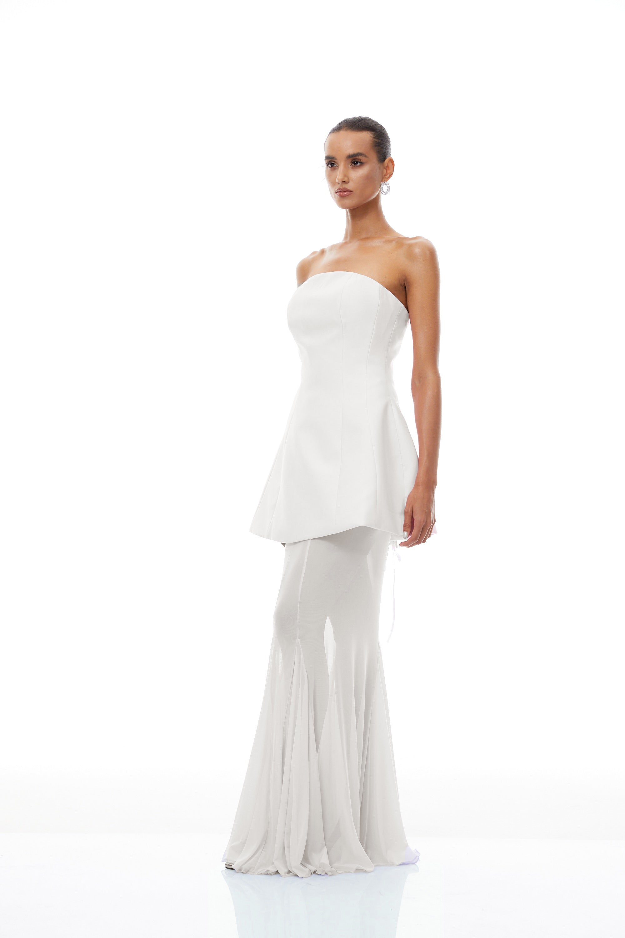 Mélanie White Corset Dress & Mesh Skirt Set