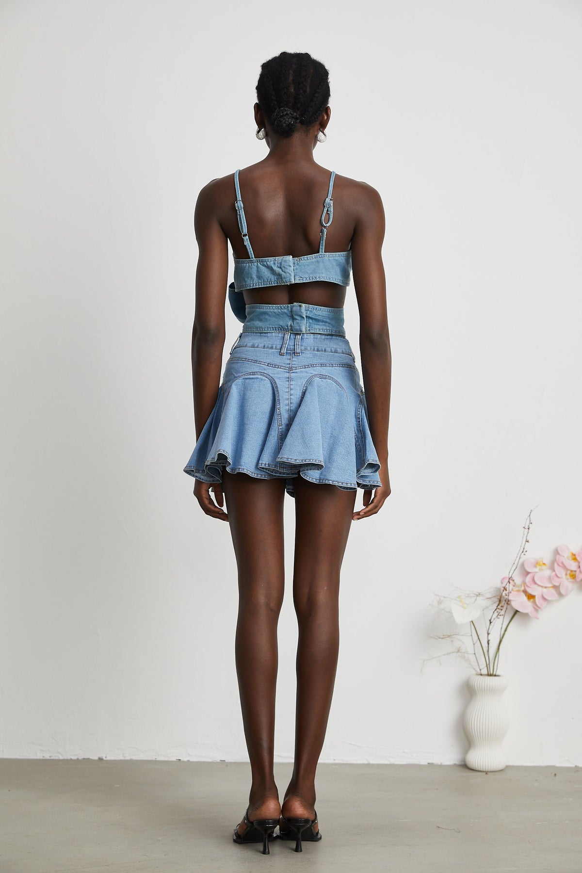 Capucine denim flounce-hem skirt (Final Sale-US Only)