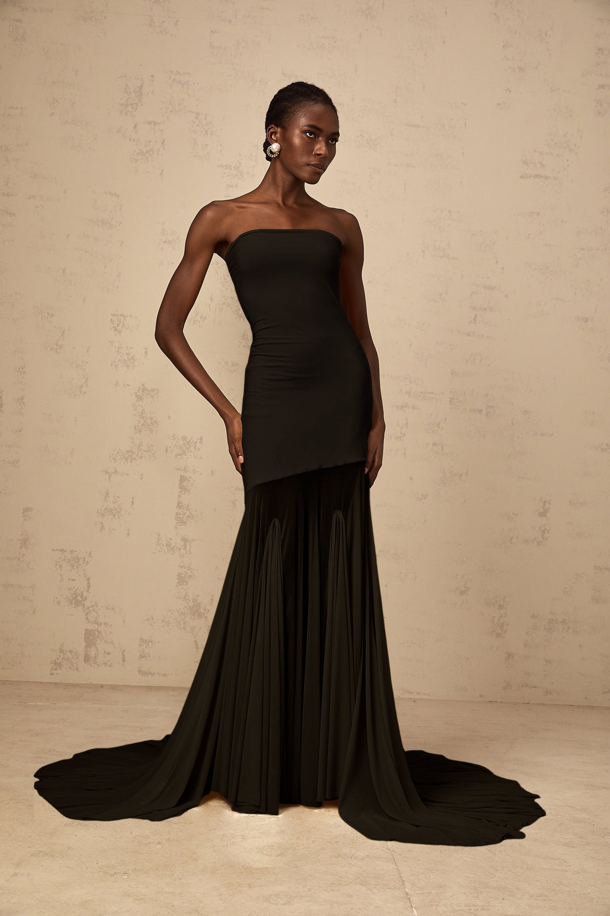 Josiane Black Off-shoulder Sheer Tulle Maxi Dress (Final Sale-US Only)