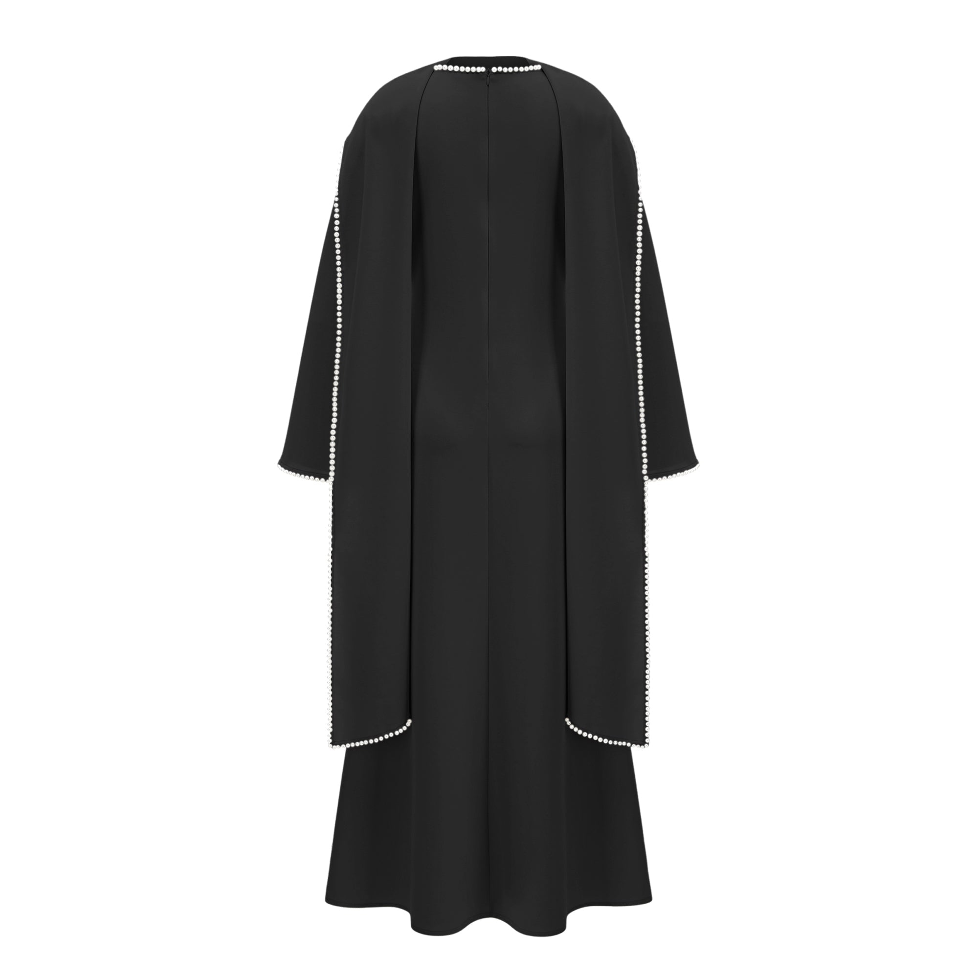 Piroska Black Pearl Trim Shawl Detail Maxi Dress (Final Sale)
