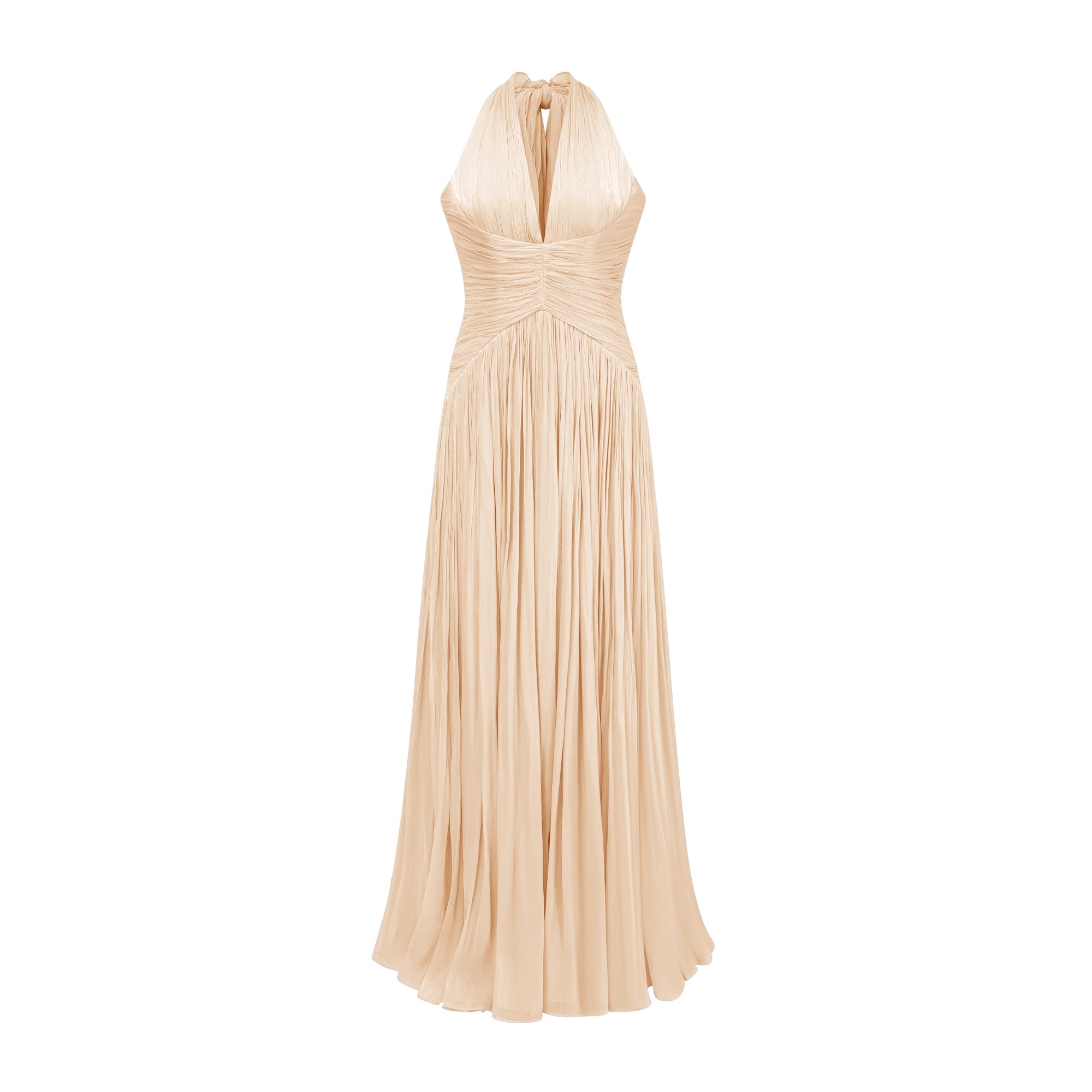 Térébenthine Neutral Glossy Gathered Maxi Dress