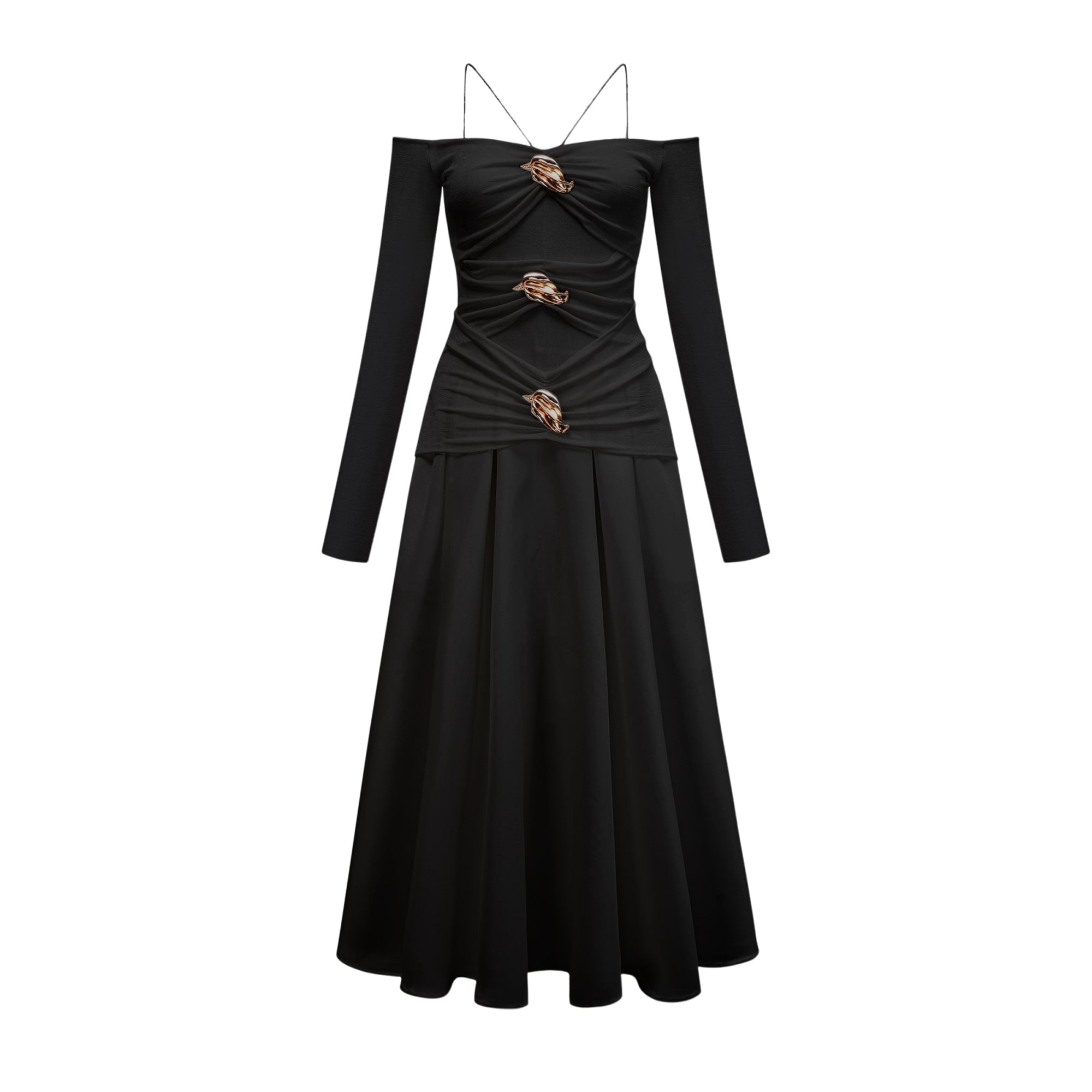 Nadine off-shoulder panelled maxi dress in Black (Final Sale-US Only)