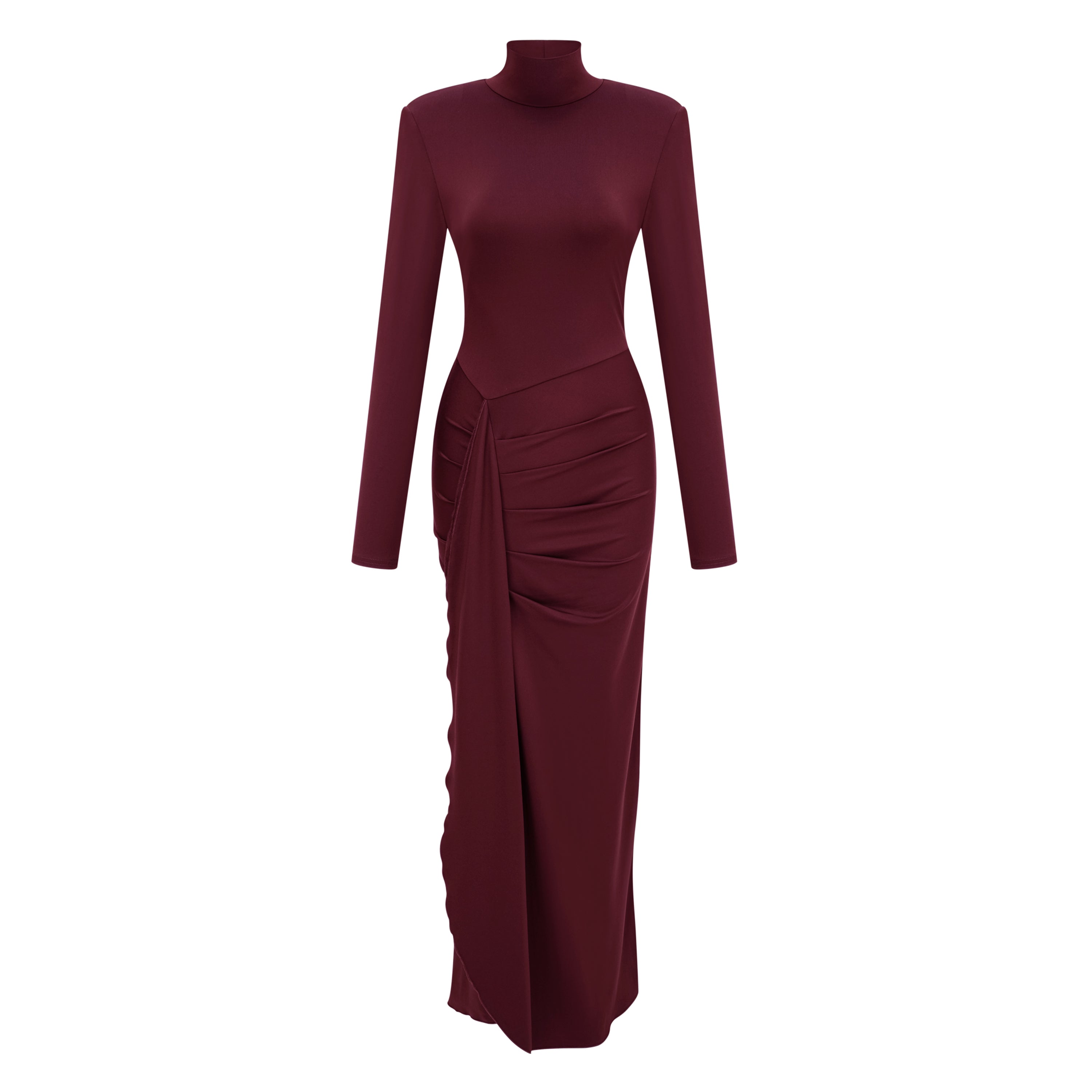 Neve Red High Neck Twist Knot Maxi Dress